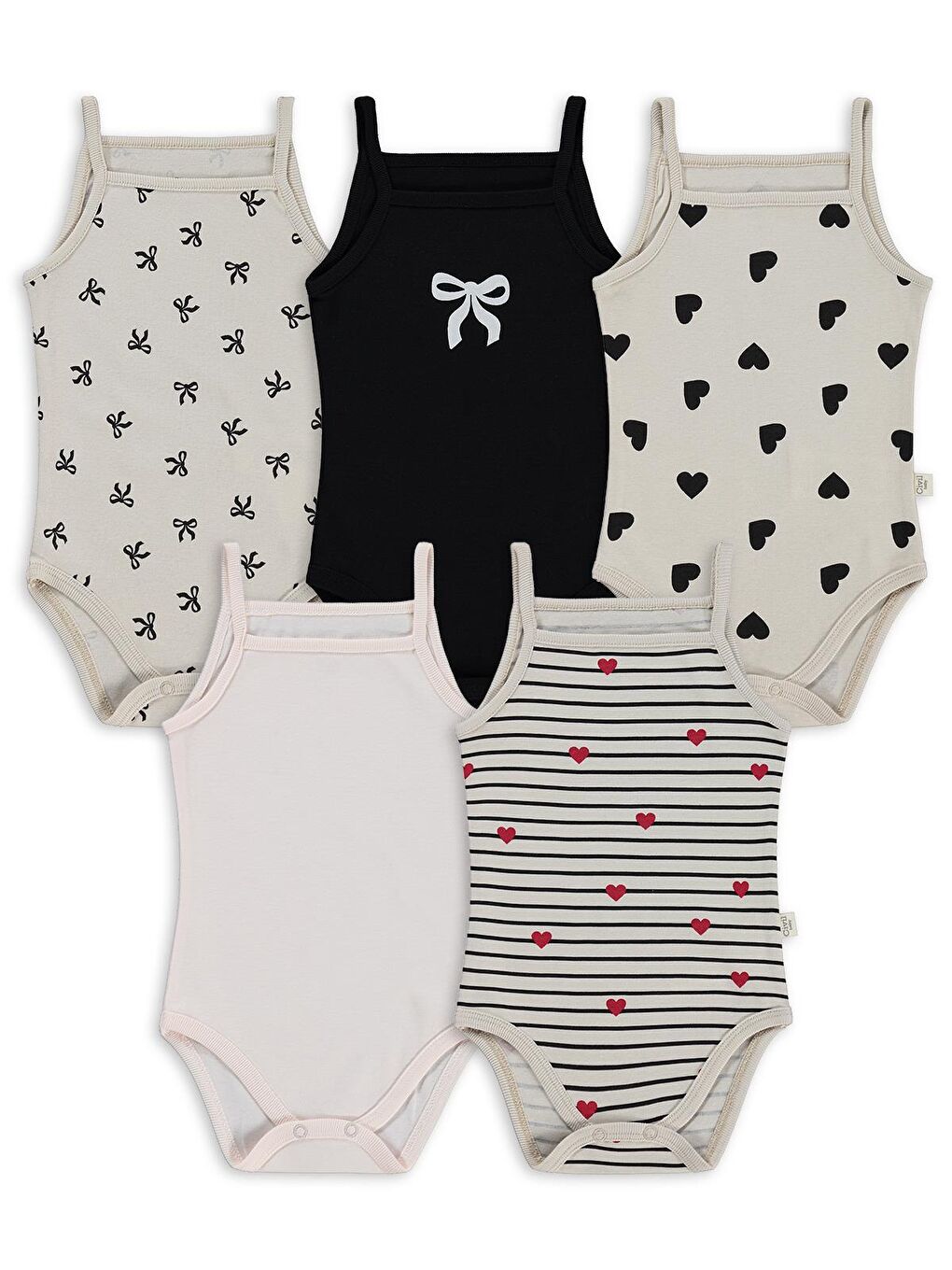 Baby Fiyonk Empirmeli İp Askılı 5 Li 1-36 Ay Çıtçıtlı Badi - Bej 12-18 Ay