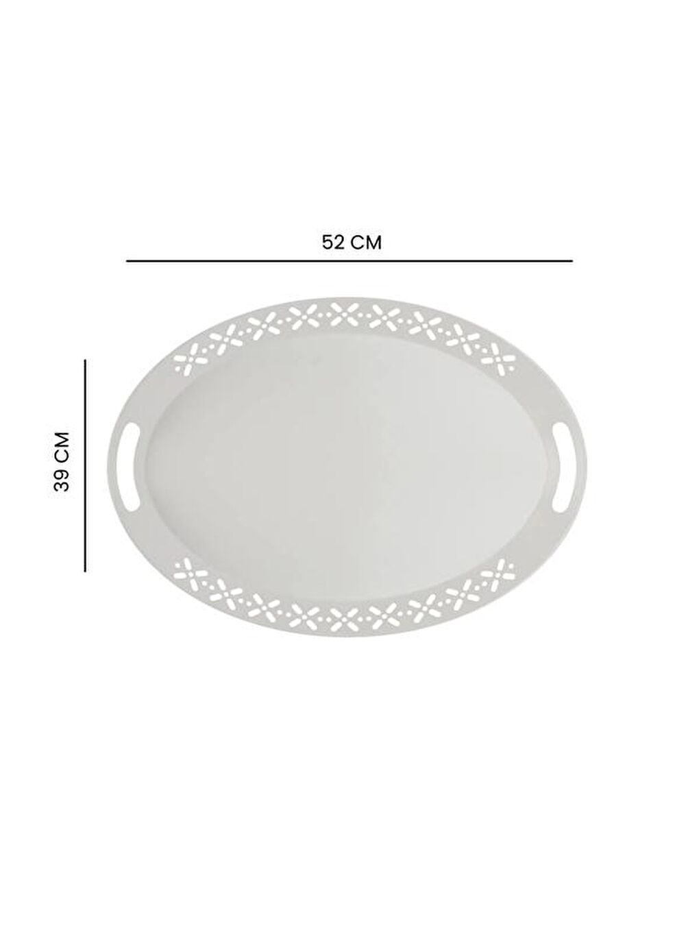 Romantik Tepsi - Beyaz - 52x39 cm-4