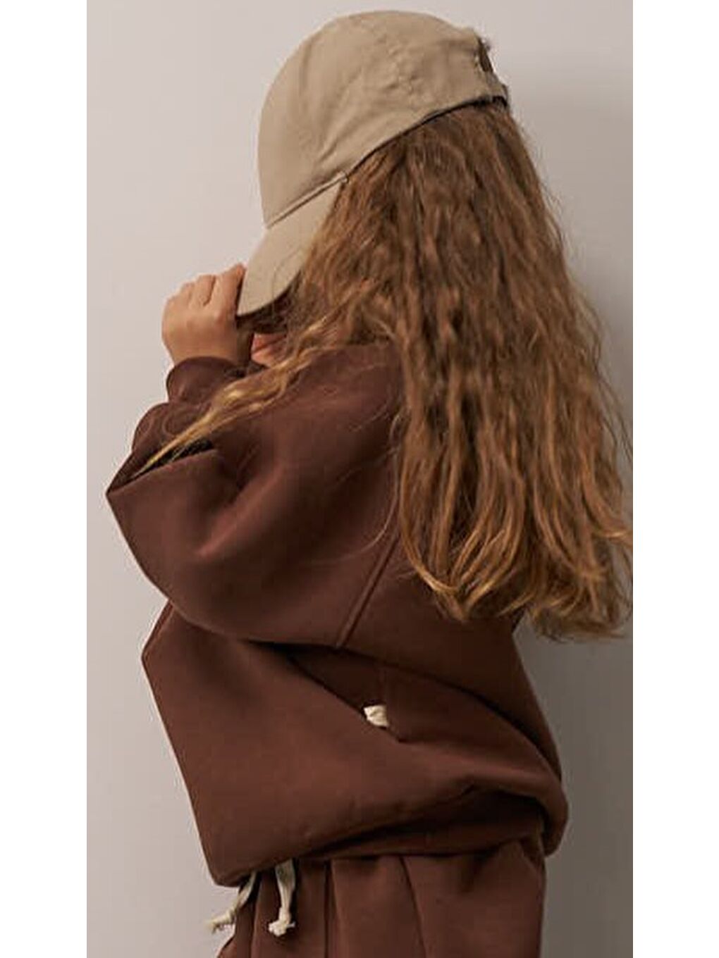 Kahverengi Kahve Dik Yaka Çıt Çıtlı Çocuk Sweatshirt-2
