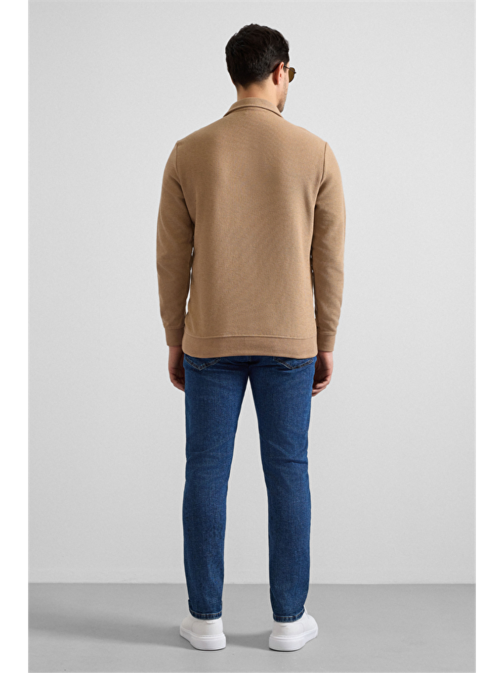 Kahverengi Kiremit Regular Düz Yarım Balıkçı Yaka Sweatshirt-5