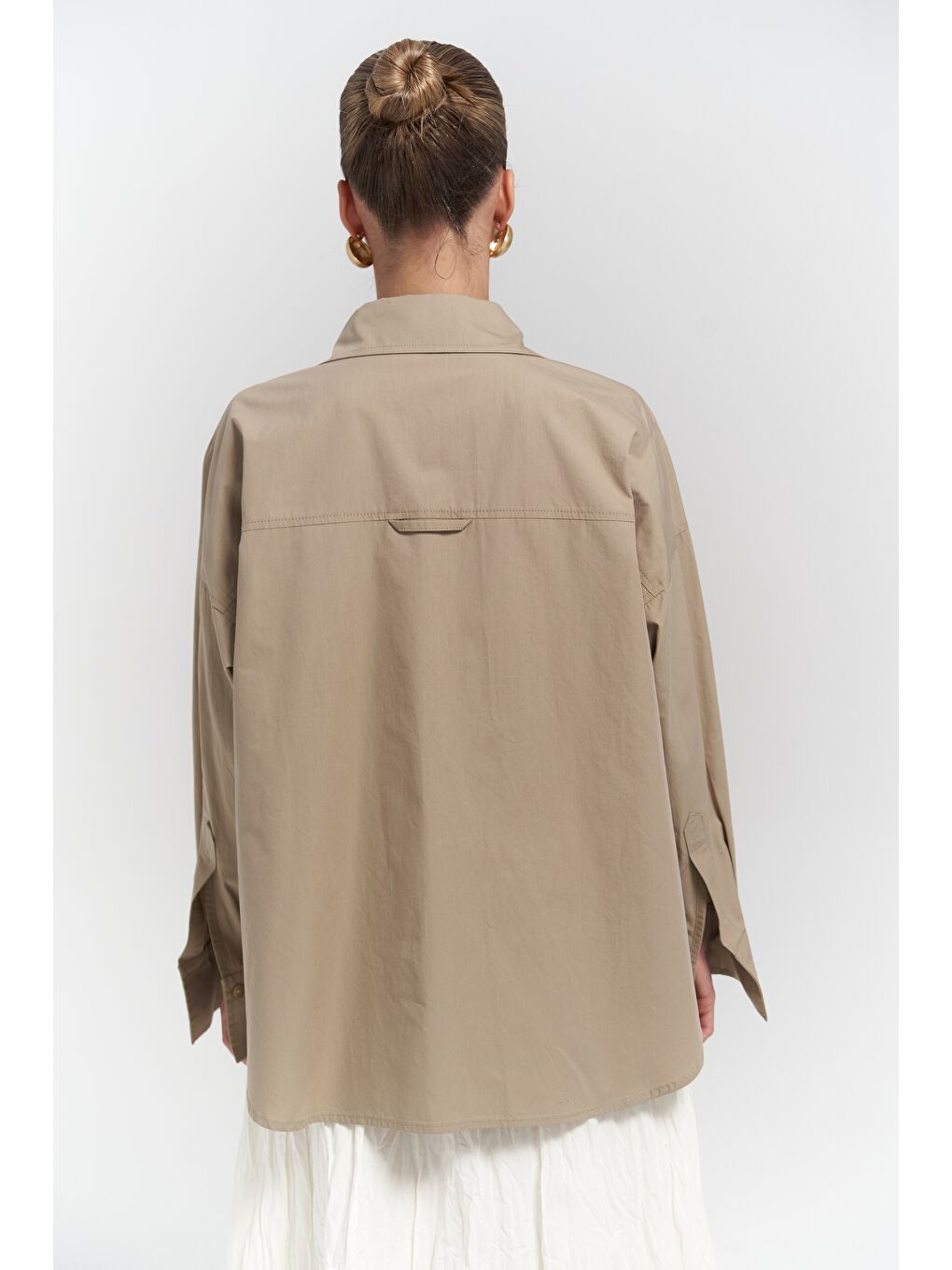 Mai Collection Bej Phoebe Oversize Taş Gömlek - 1