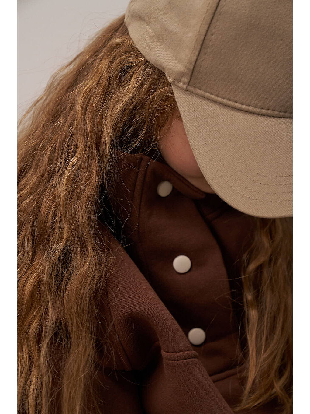 Kahverengi Kahve Dik Yaka Çıt Çıtlı Çocuk Sweatshirt-7