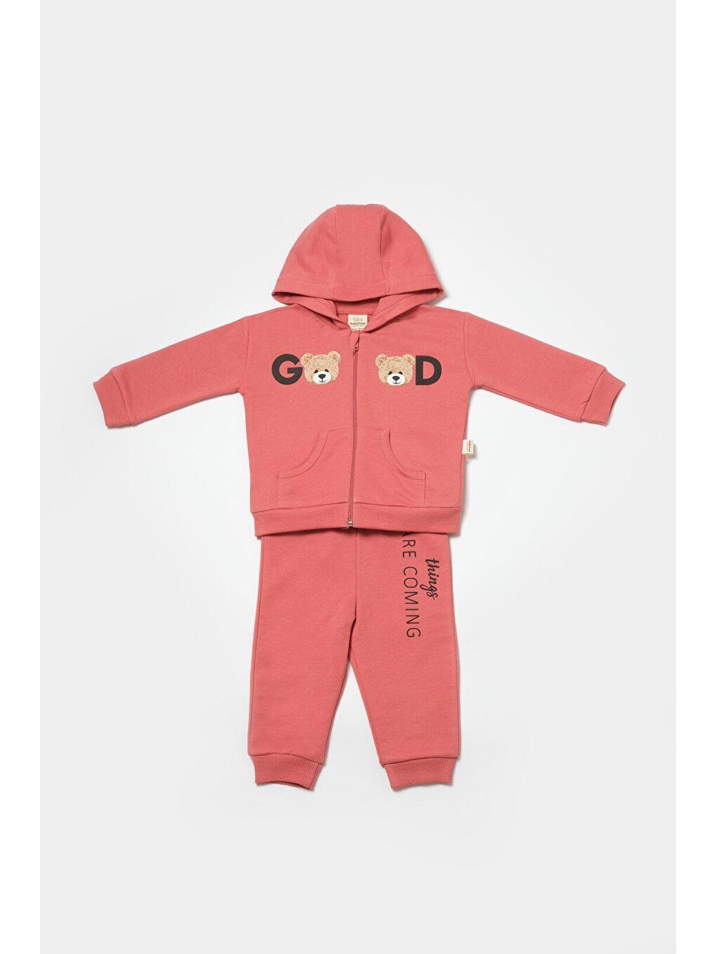 BabyCosy Organic  Pembe Kapüşonlu Ceket & Pantolon - 1