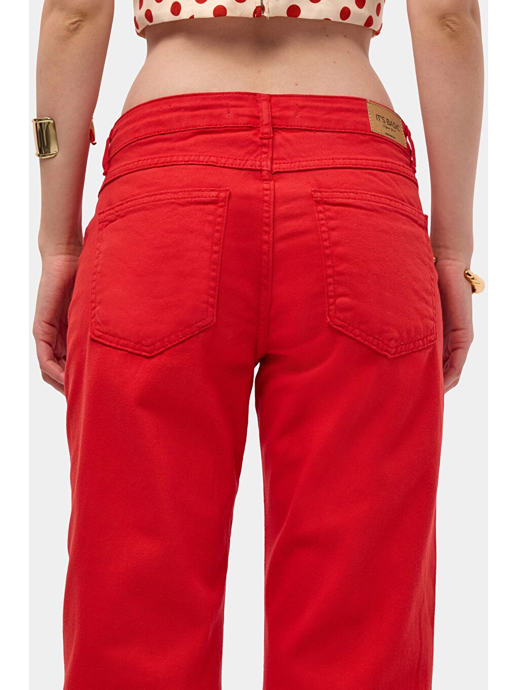 Kadın Kırmızı 6s6-19 Mid Rise Flare Fit Denim Jean-3