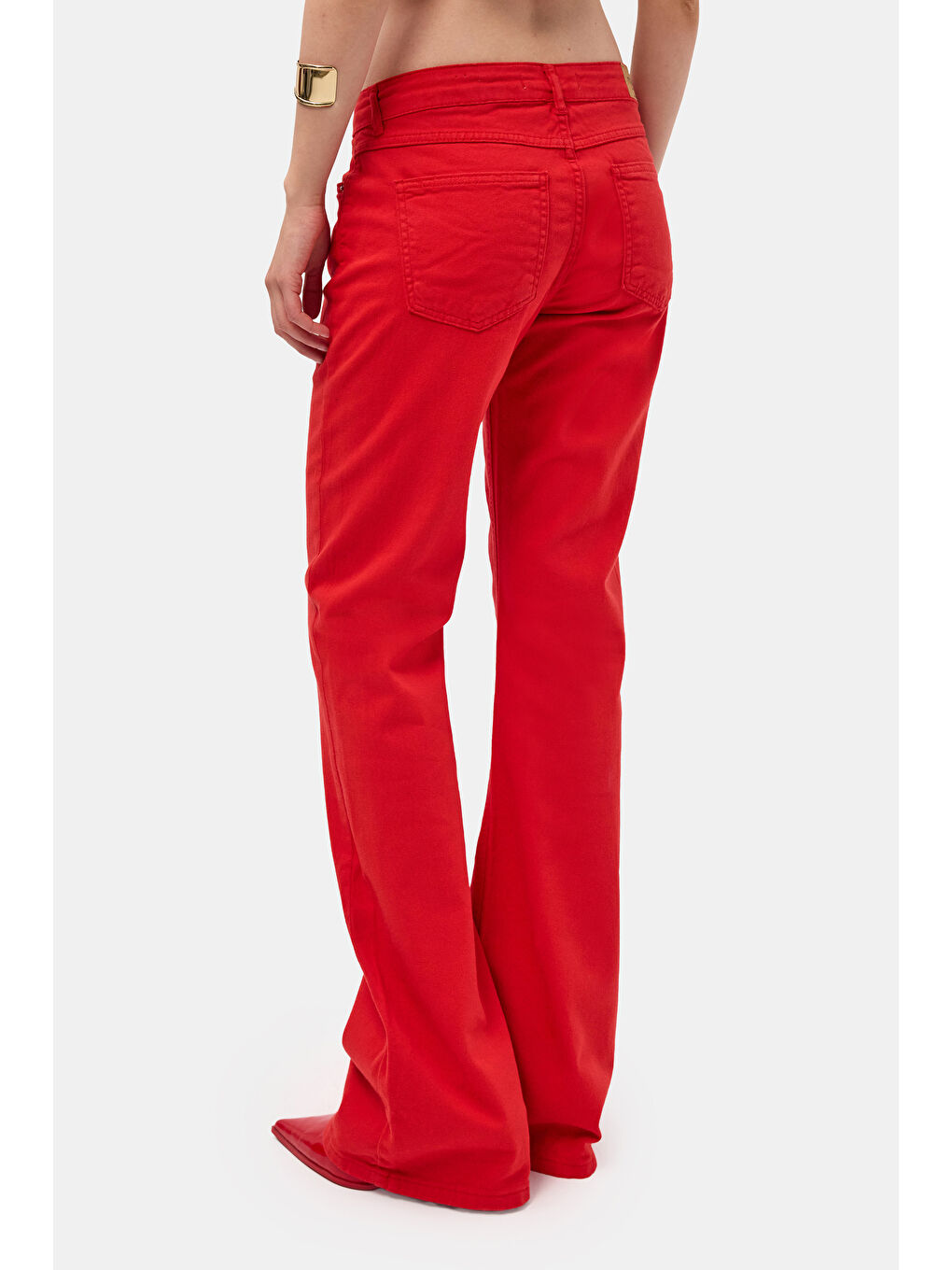 Kadın Kırmızı 6s6-19 Mid Rise Flare Fit Denim Jean-4