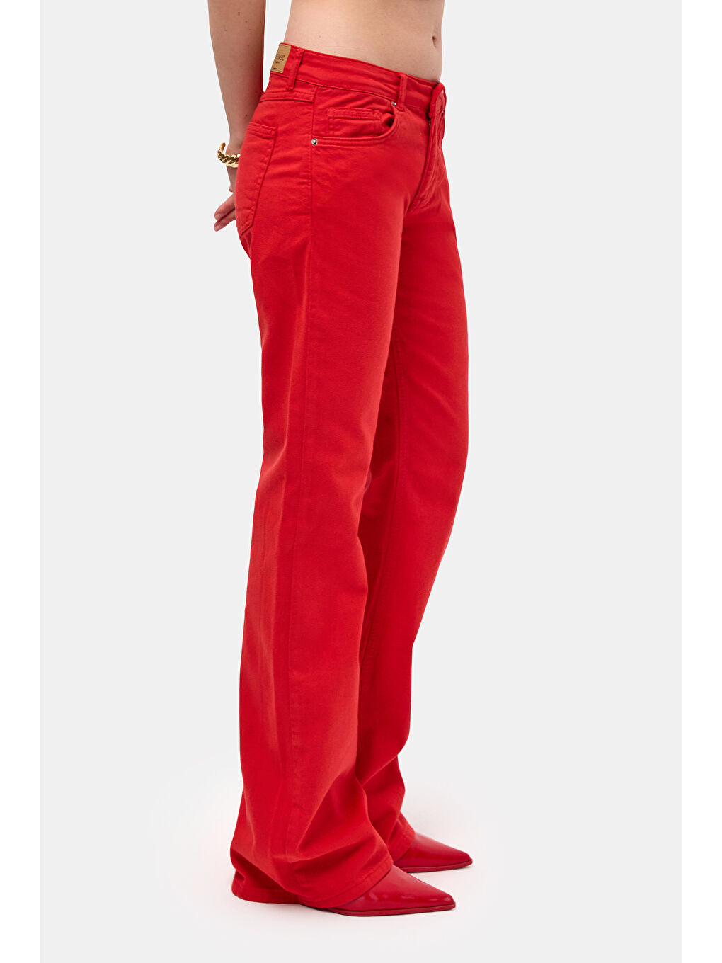 Kadın Kırmızı 6s6-19 Mid Rise Flare Fit Denim Jean-6