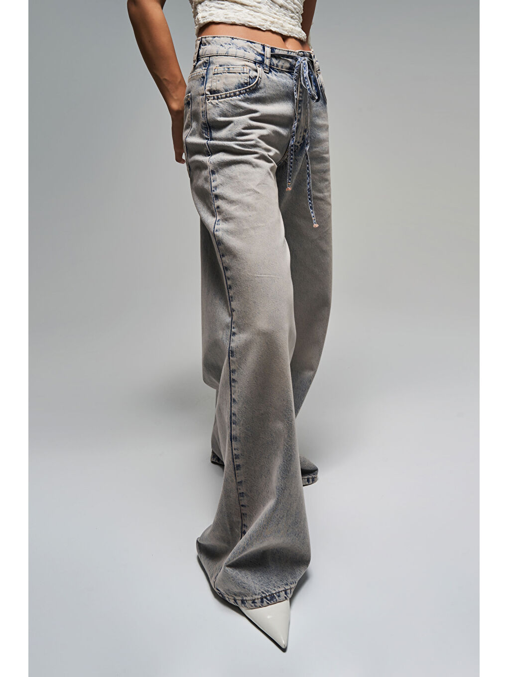 Mavi Kadın T.Kot Rengi 4s5-90 Palazzo Fit Bağcıklı %100 Pamuk Denim Jean-2