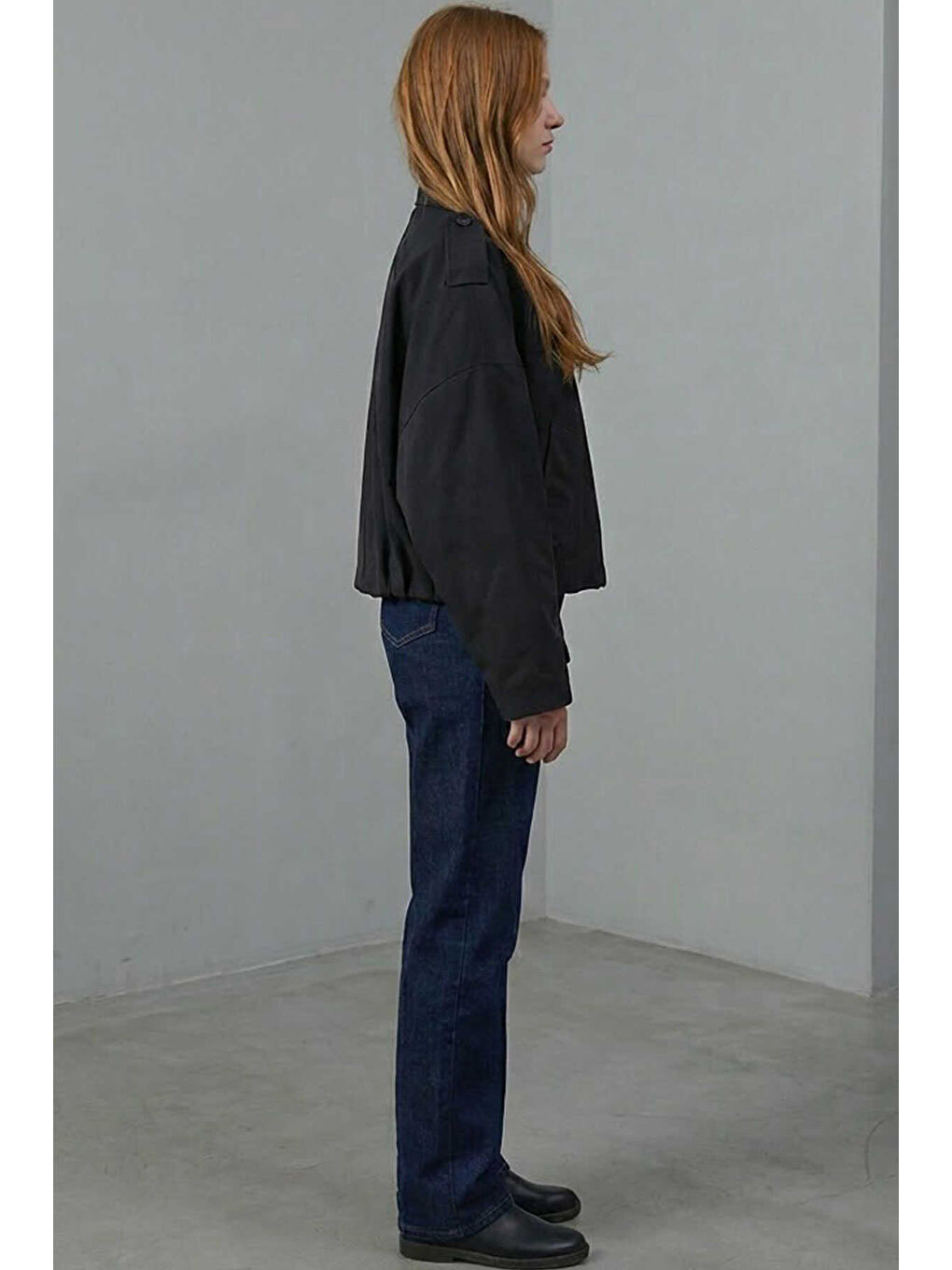 Siyah Kadın Oversize Kısa Ceket 0732-1