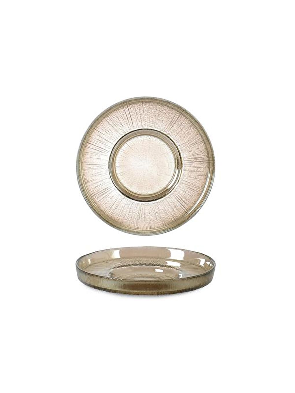 Gri 14304 Çizgili Füme Lüsterli Çay Tabağı - 12 cm