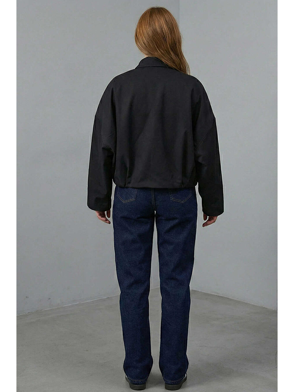 Siyah Kadın Oversize Kısa Ceket 0732-2