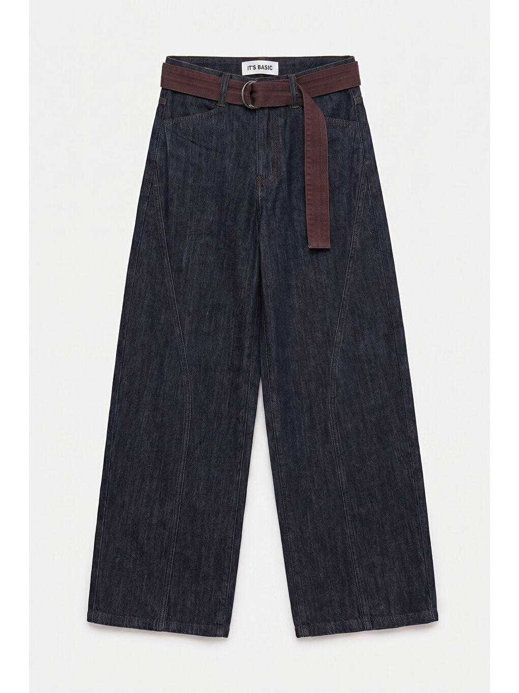 Kadın İndigo Selvedge 7s6-50 Barrel Fit Kemer Detaylı Tasarım Denim Jean-3