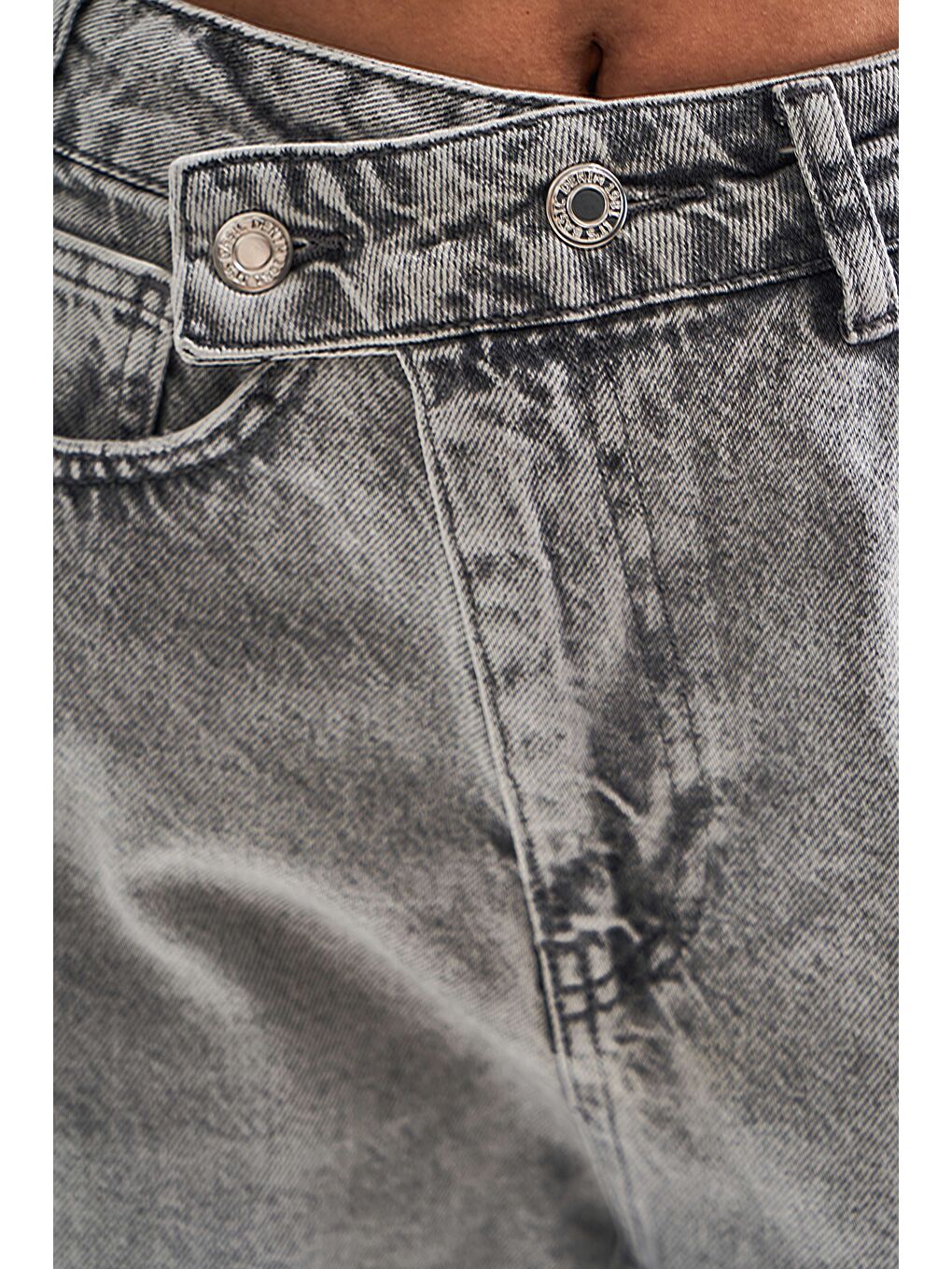 Kadın Gri Jean Rengi 4S5-12 Mega Baggy Fit Bol Kesim %100 Pamuk Denim Jean-3