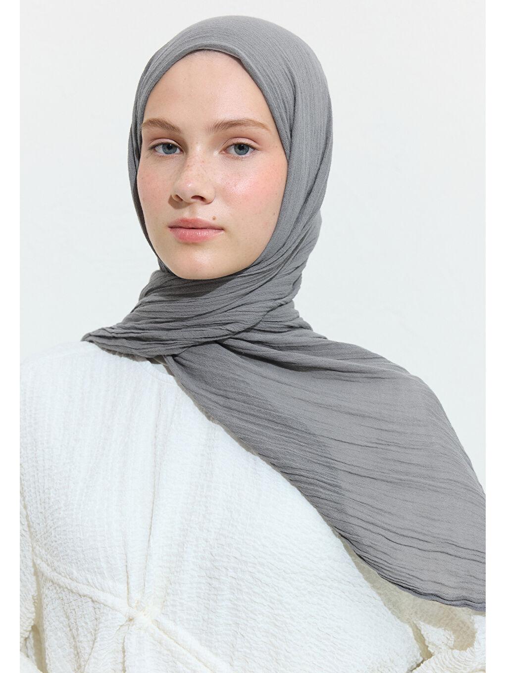 Gri PAMUKLU KETEN ŞAL CHIA SEED WATER-1