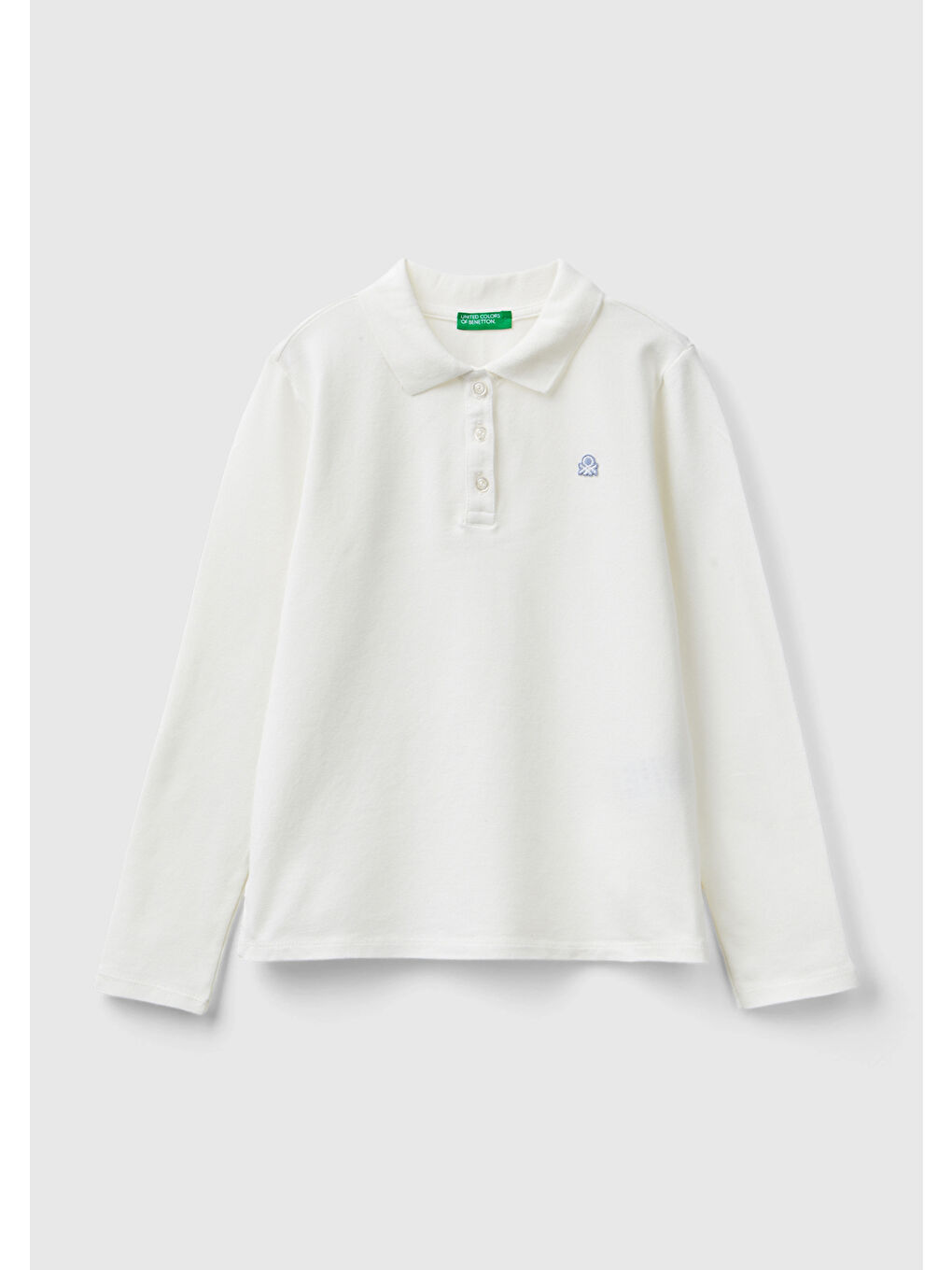 United Colors Of Benetton Kız Çocuk Beyaz Logo İşlemeli Polo Sweatshirt