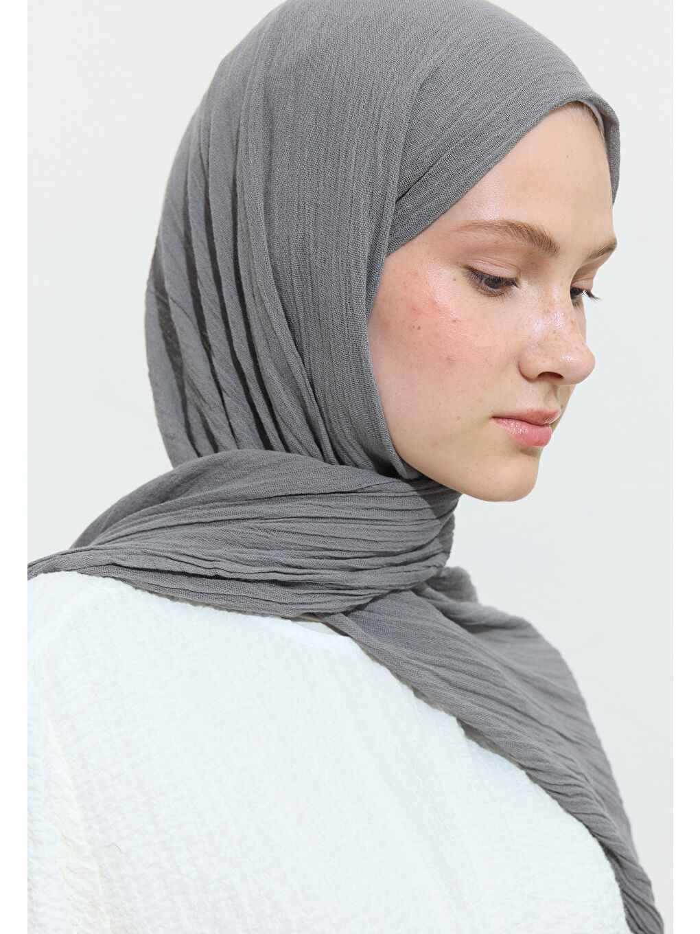 Gri PAMUKLU KETEN ŞAL CHIA SEED WATER-3