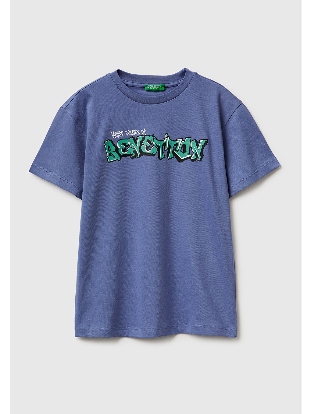 Turkuaz Erkek Çocuk Havacı Mavi Önü Logo Baskılı Bisiklet Yaka T-Shirt