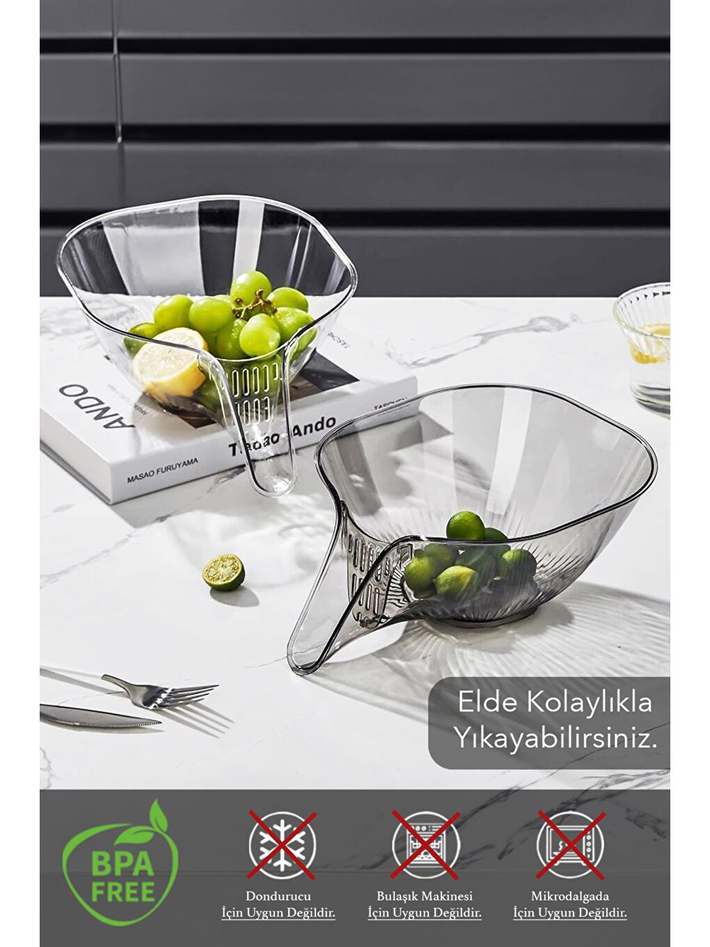 Karışık 2'li Pratik Mutfak Süzgeci Meyve Sebze Yıkama Süzme Süzgeci-1