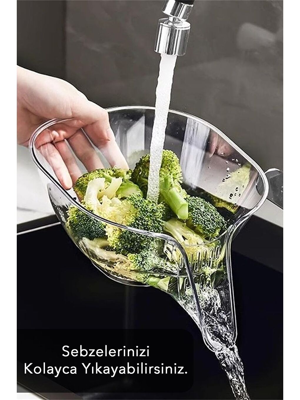 Karışık 2'li Pratik Mutfak Süzgeci Meyve Sebze Yıkama Süzme Süzgeci-3