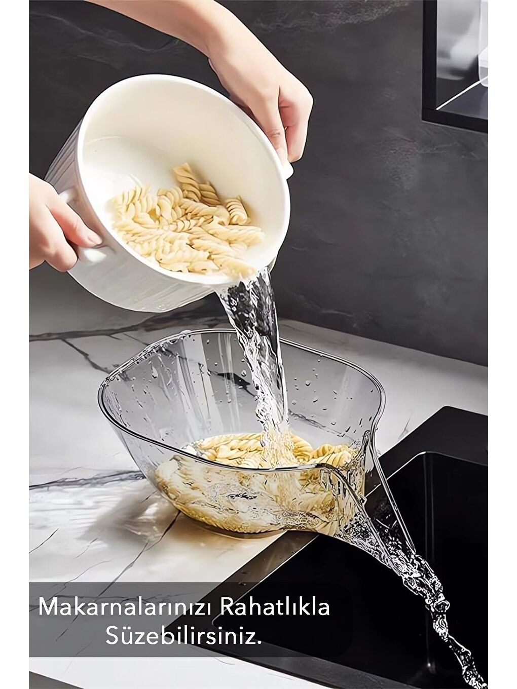 Karışık 2'li Pratik Mutfak Süzgeci Meyve Sebze Yıkama Süzme Süzgeci-4