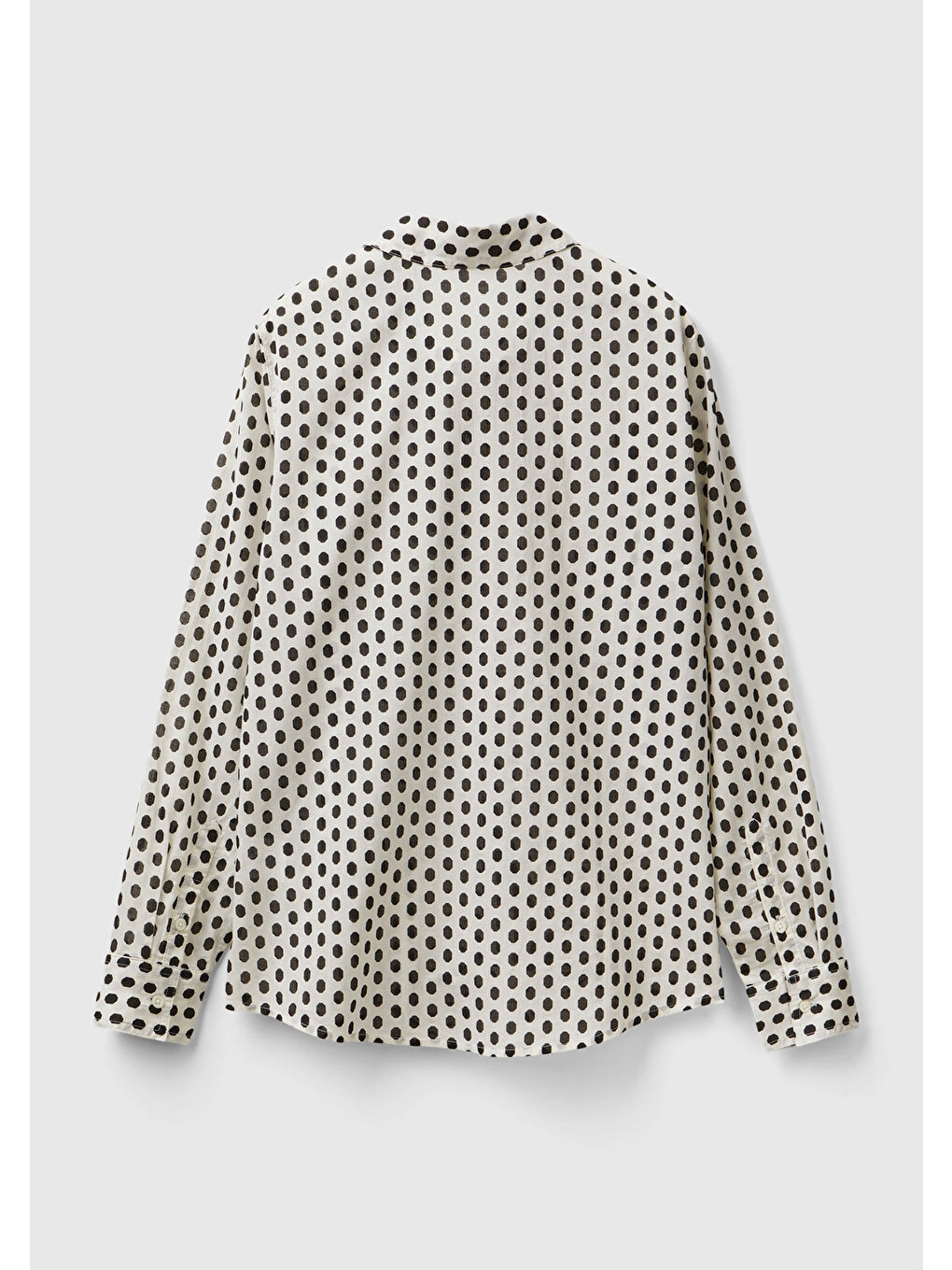 Kadın Beyaz %100 Pamuk Desenli Gömlek-3