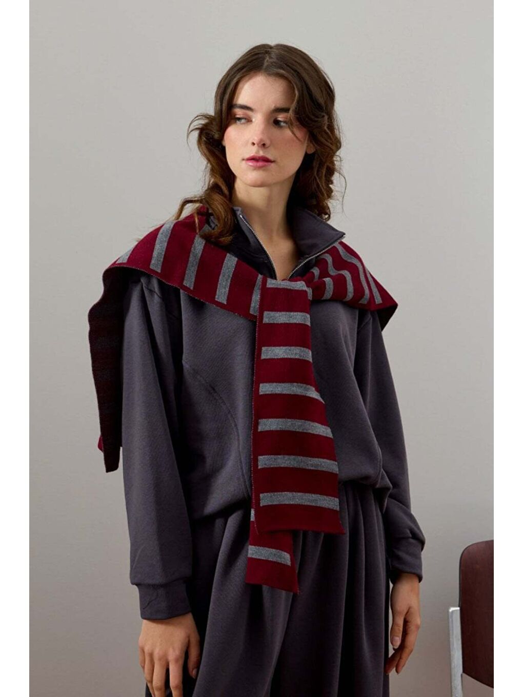 Antrasit 3 İplik Yarım Fermuarlı Sweat-2