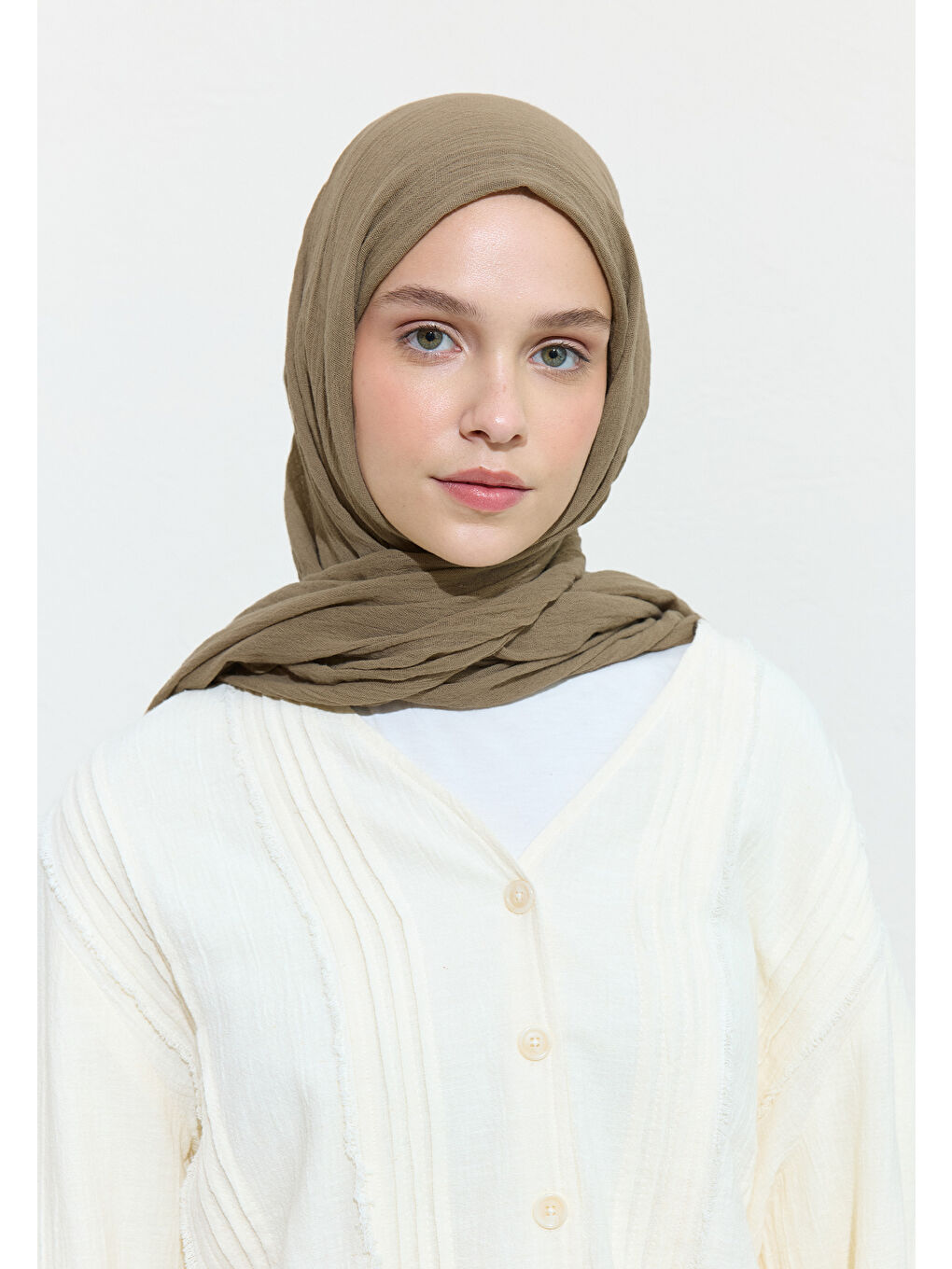 Bej PAMUKLU KETEN ŞAL COOKIE DOUGH-3