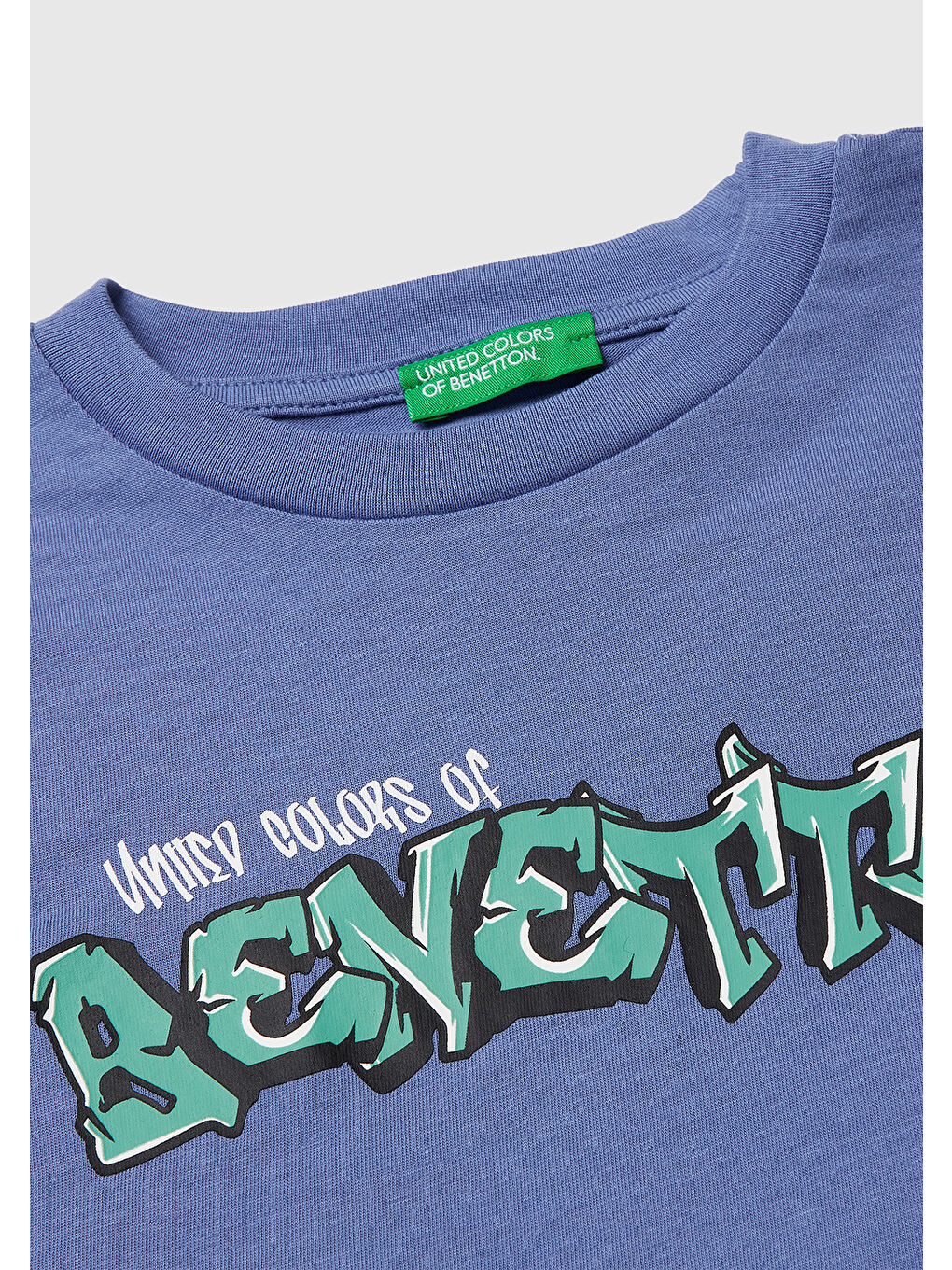 Turkuaz Erkek Çocuk Havacı Mavi Önü Logo Baskılı Bisiklet Yaka T-Shirt-2