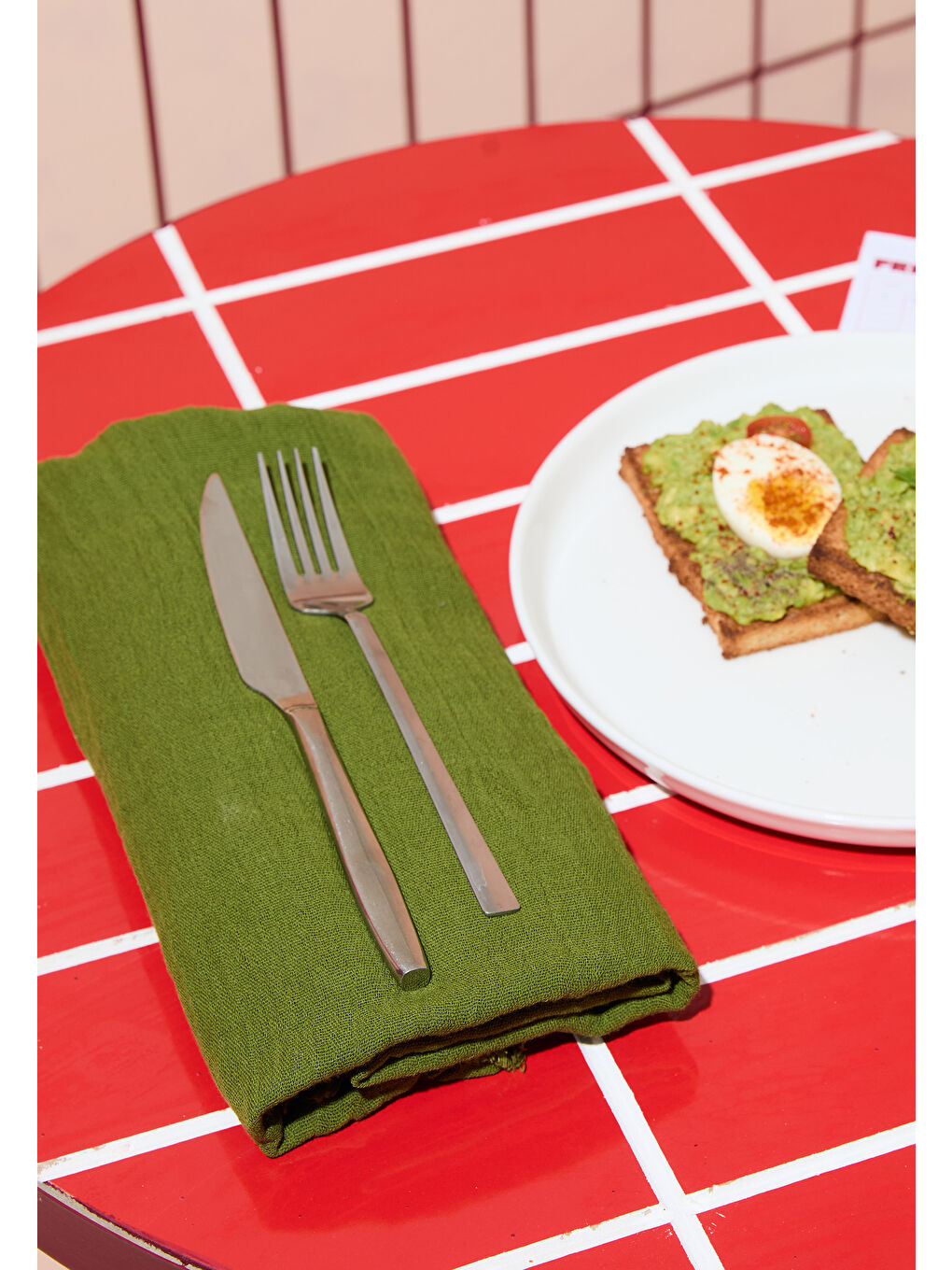 Yeşil PAMUKLU KETEN ŞAL AVOCADO TOAST-1