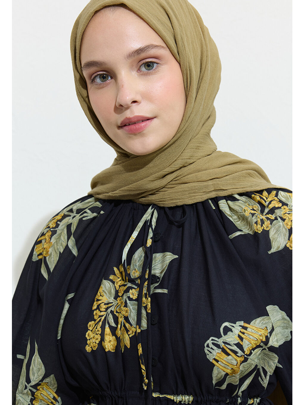 Yeşil PAMUKLU KETEN ŞAL BAKLAVA-4