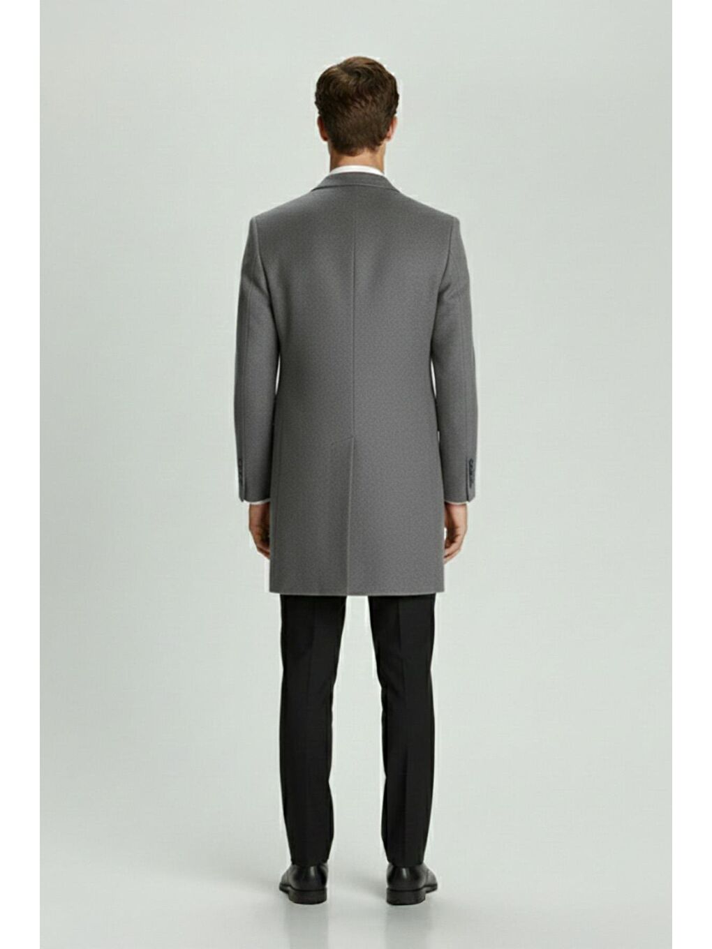 Giotelli Gri Regular Fit Yün Karışımlı Ceket Yaka Orta Boy Erkek Palto-2