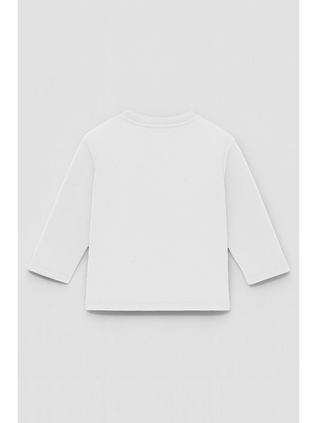 Beyaz Unisex Çocuk Happiness Nakışlı Cepli Fitilli Kaşkorse Tişört-2