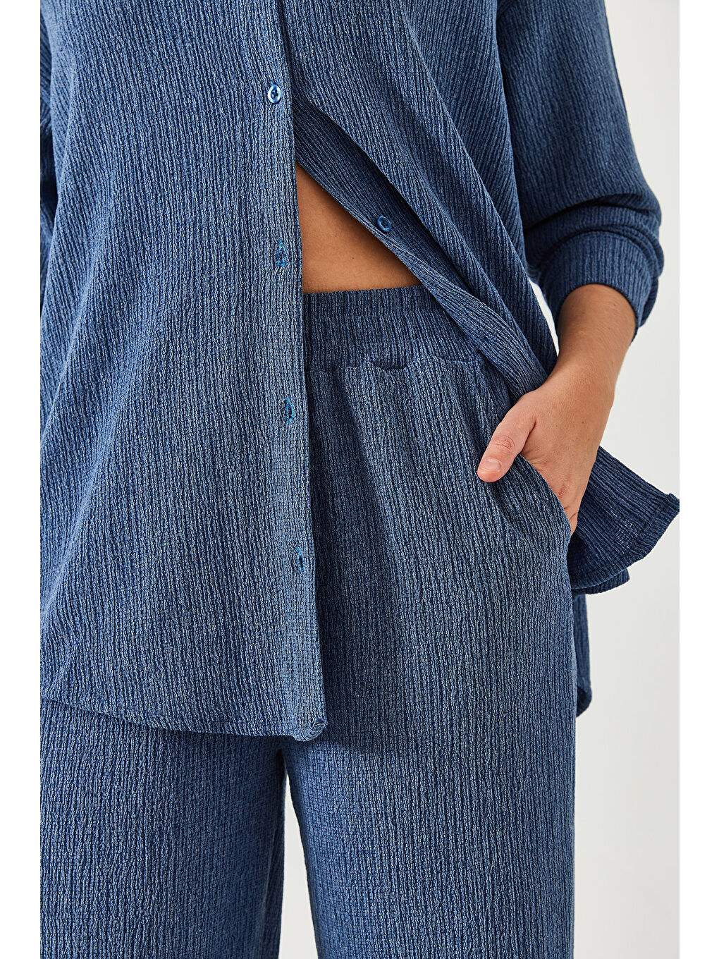 İndigo Kadın Bürümcük Kumaş Alt Üst Takım-4