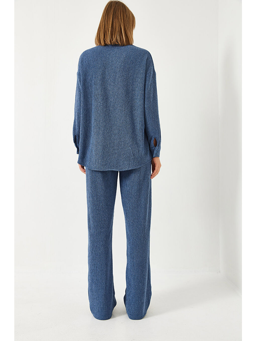 İndigo Kadın Bürümcük Kumaş Alt Üst Takım-5