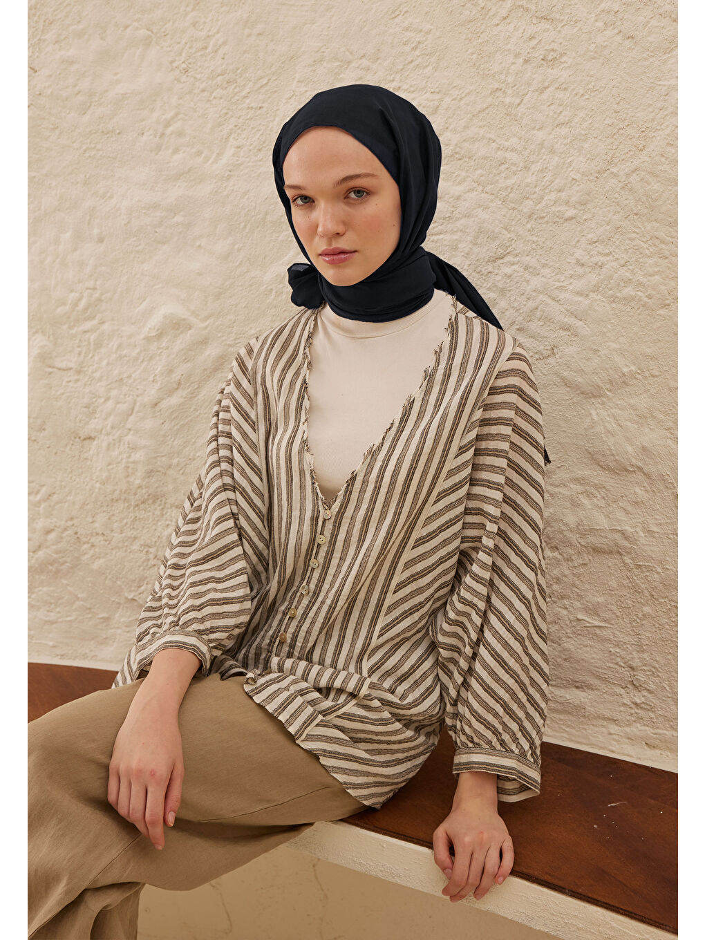 Lacivert İnce Pamuk Vual Şal Koyu Lacıvert