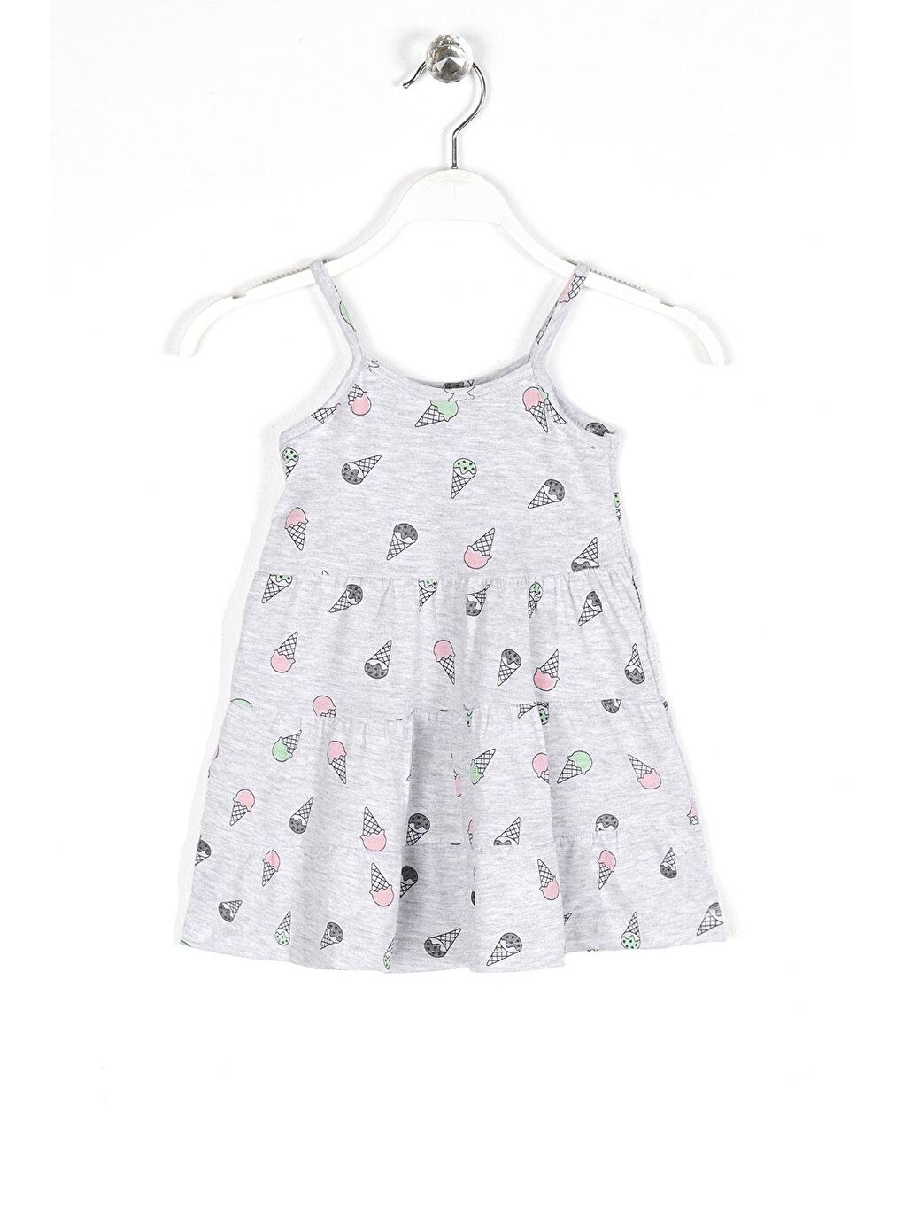 Askılı Dondurma Baskı- Grimelanj Renk Kız Çocuk Elbise-3
