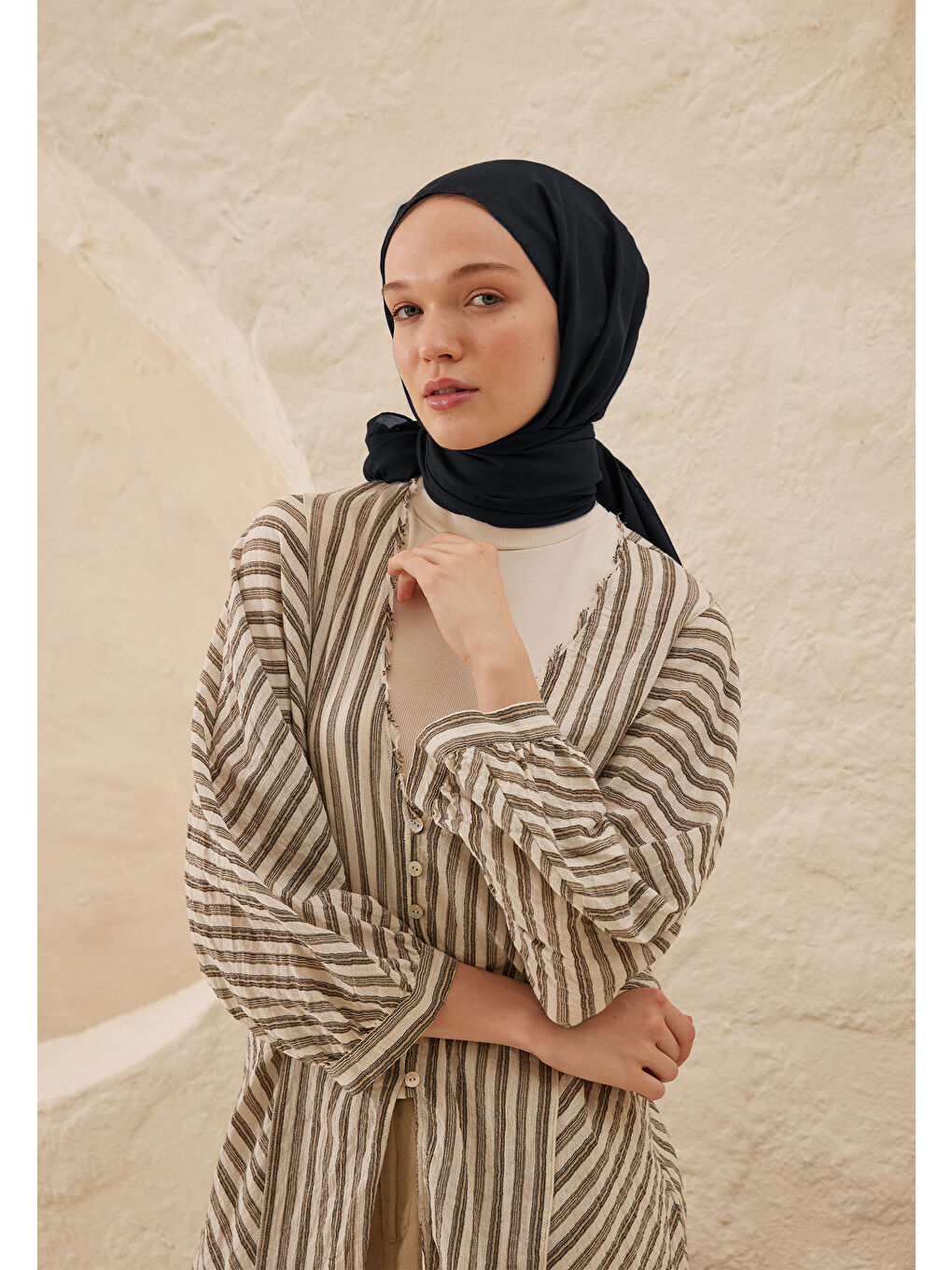 Lacivert İnce Pamuk Vual Şal Koyu Lacıvert-3