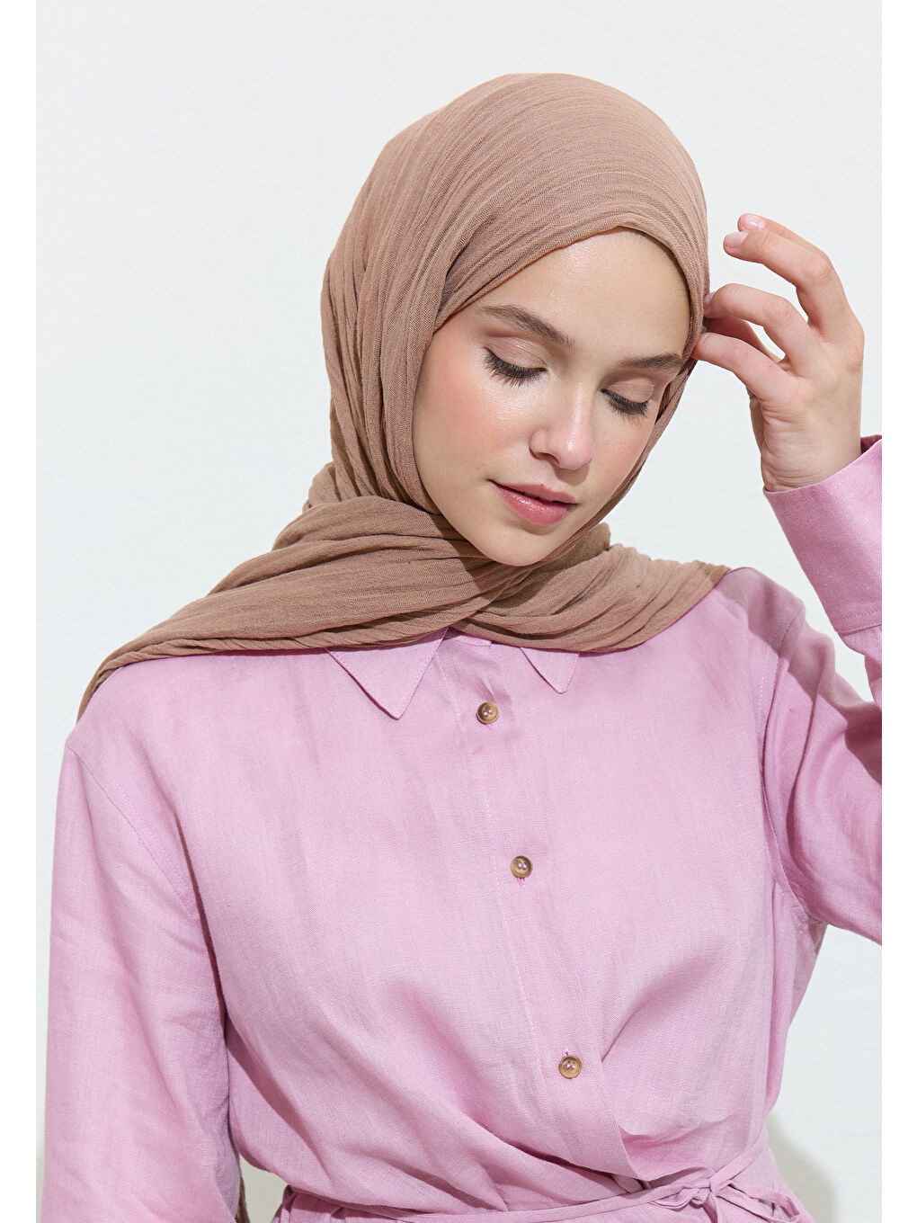 Kahverengi PAMUKLU KETEN ŞAL EVERYTHING BAGEL-1