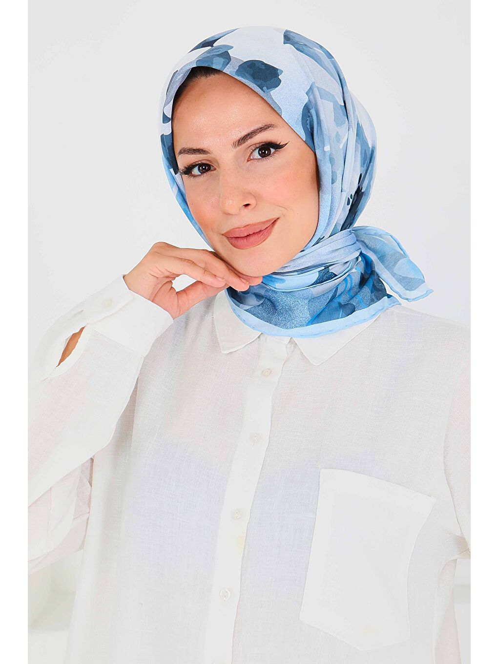 Desenli Bambu Şal Bebe Mavi - 27522