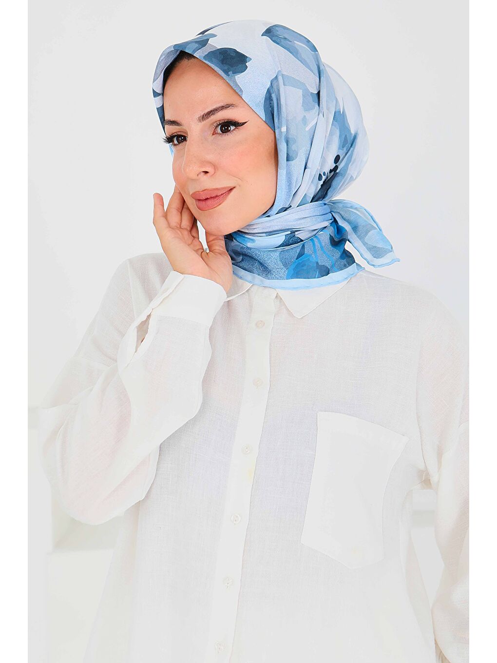 Desenli Bambu Şal Bebe Mavi - 27522-1