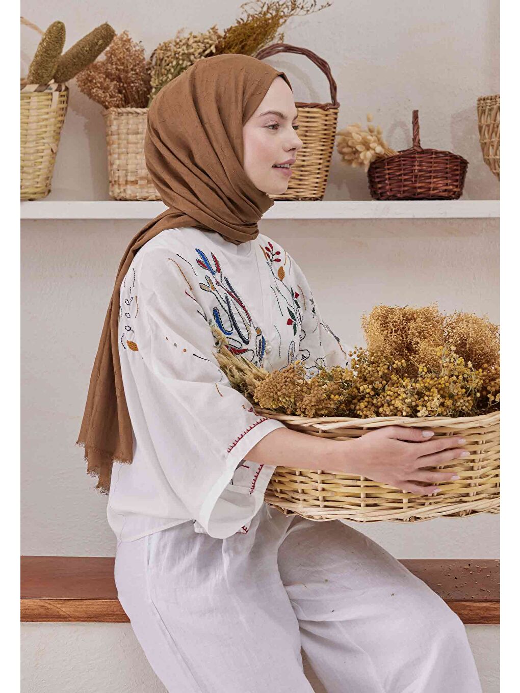 Bej Bambu Şal Badem