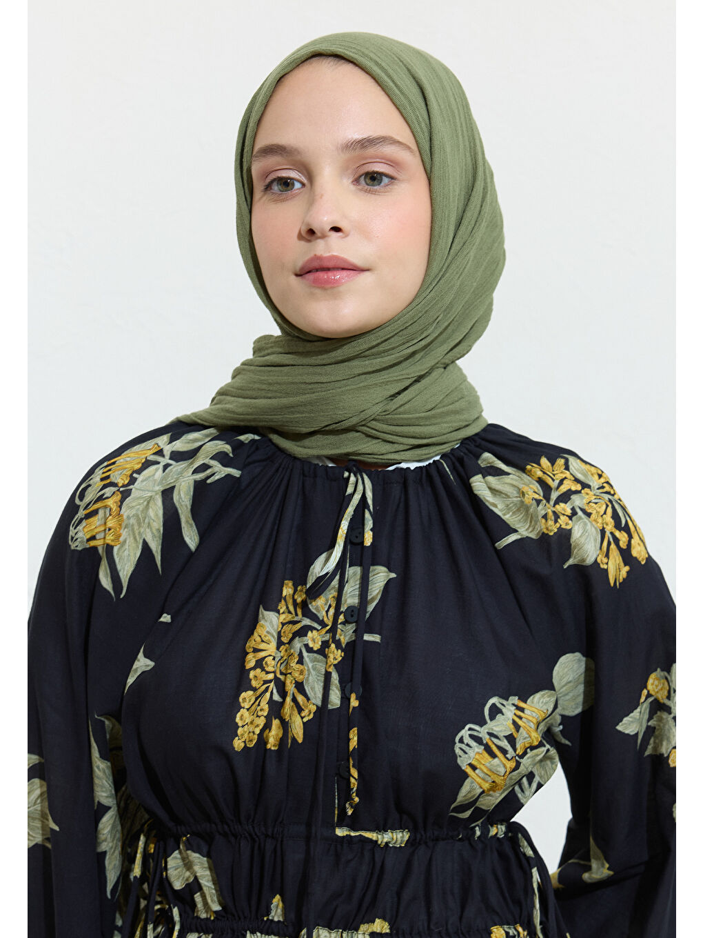 Yeşil PAMUKLU KETEN ŞAL GREEN TEA-1