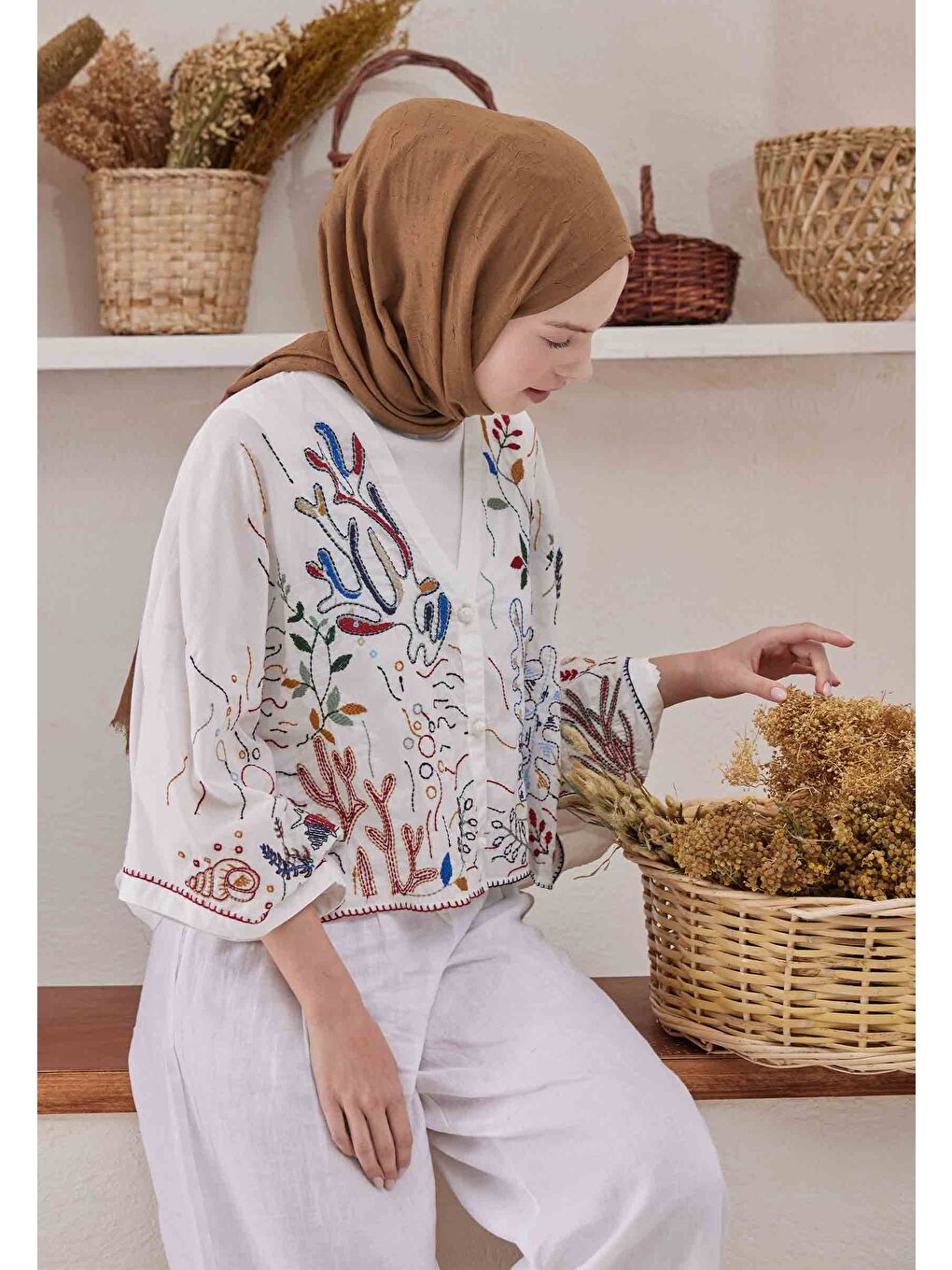 Bej Bambu Şal Badem-1