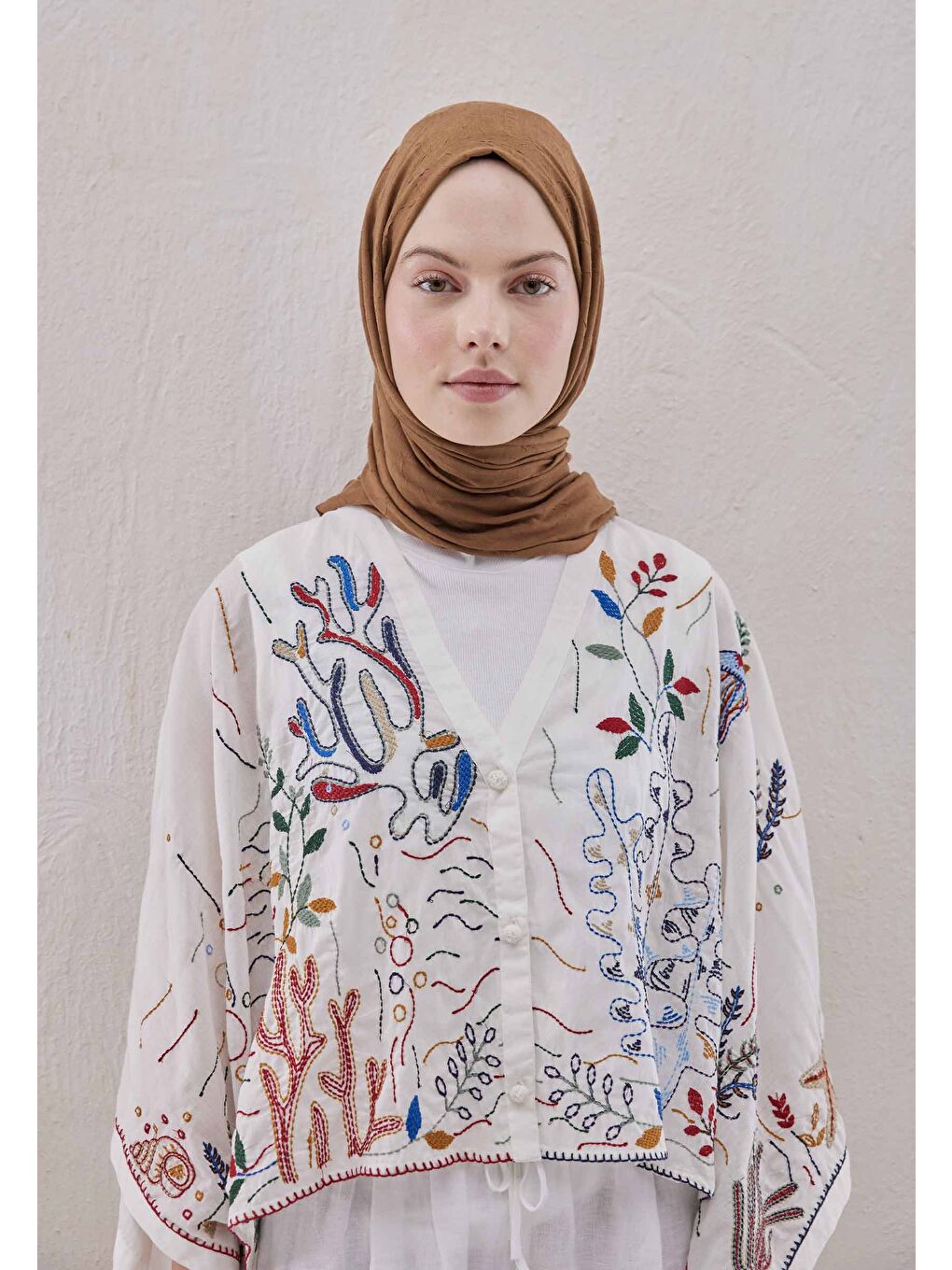 Bej Bambu Şal Badem-3