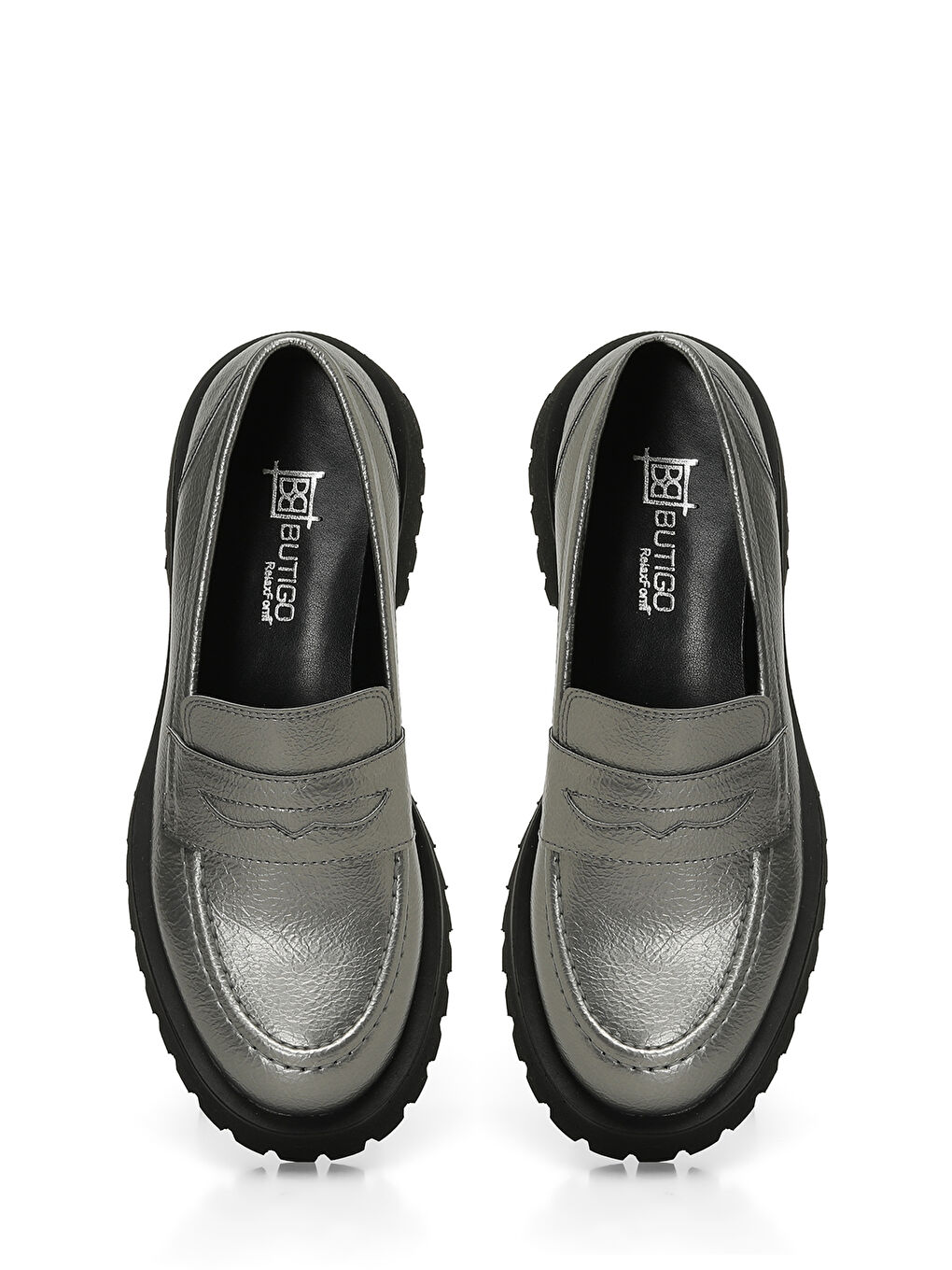 Gri 24K-552 4PR Gümüş Kadın Oxford Ayakkabı-3