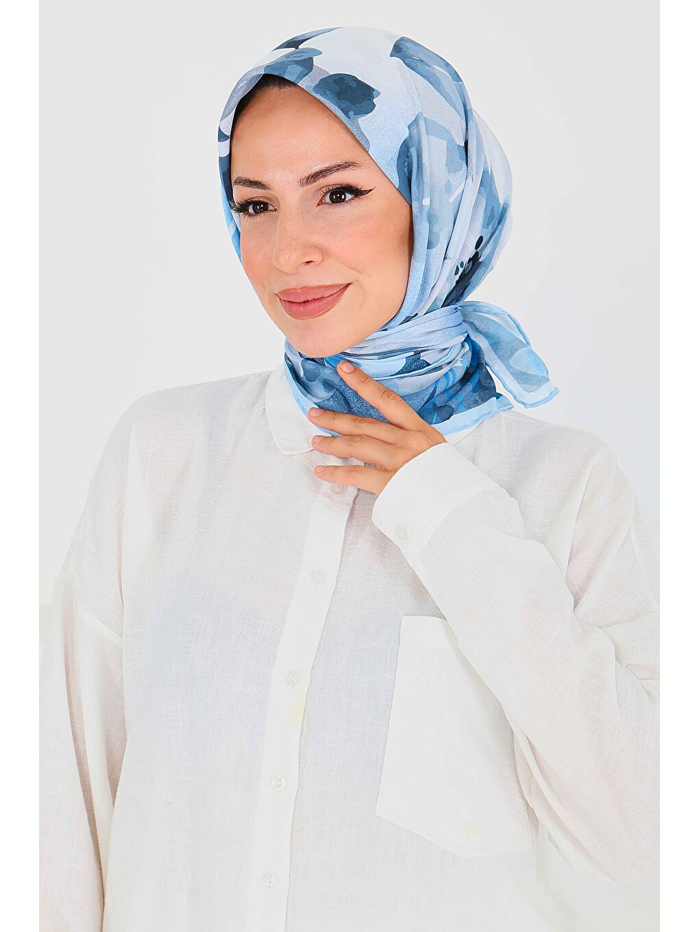 Desenli Bambu Şal Bebe Mavi - 27522-2