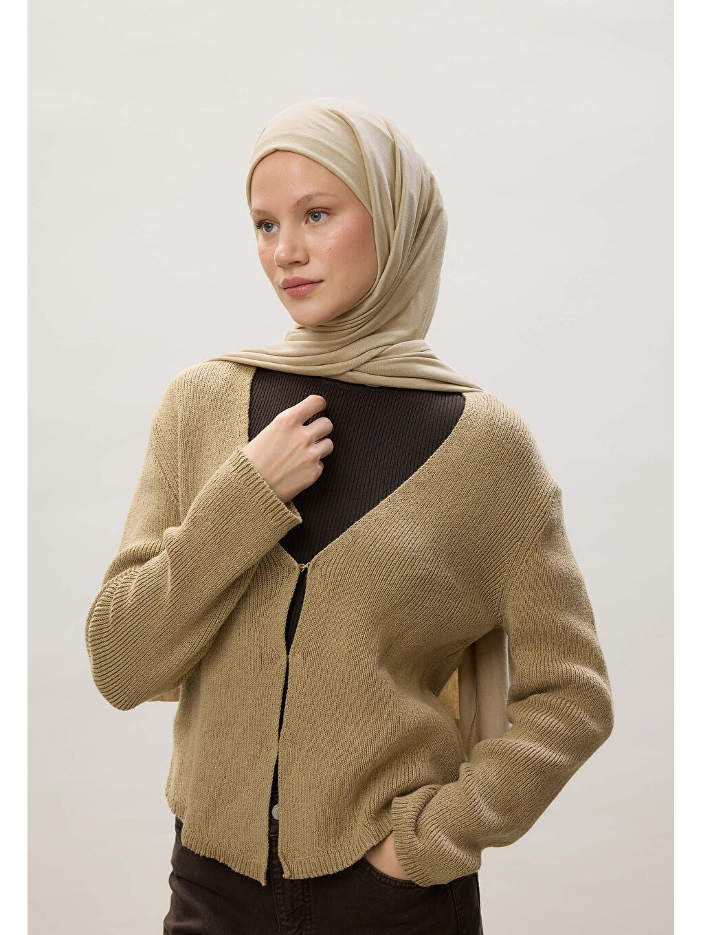 Bej Penye Şal Kum-4