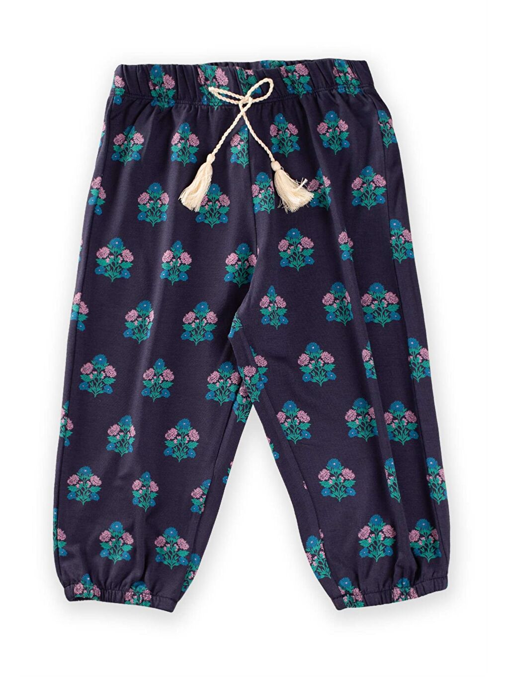 Desenli Bilek Boy Şalvar 3-9 Yaş Lacivert