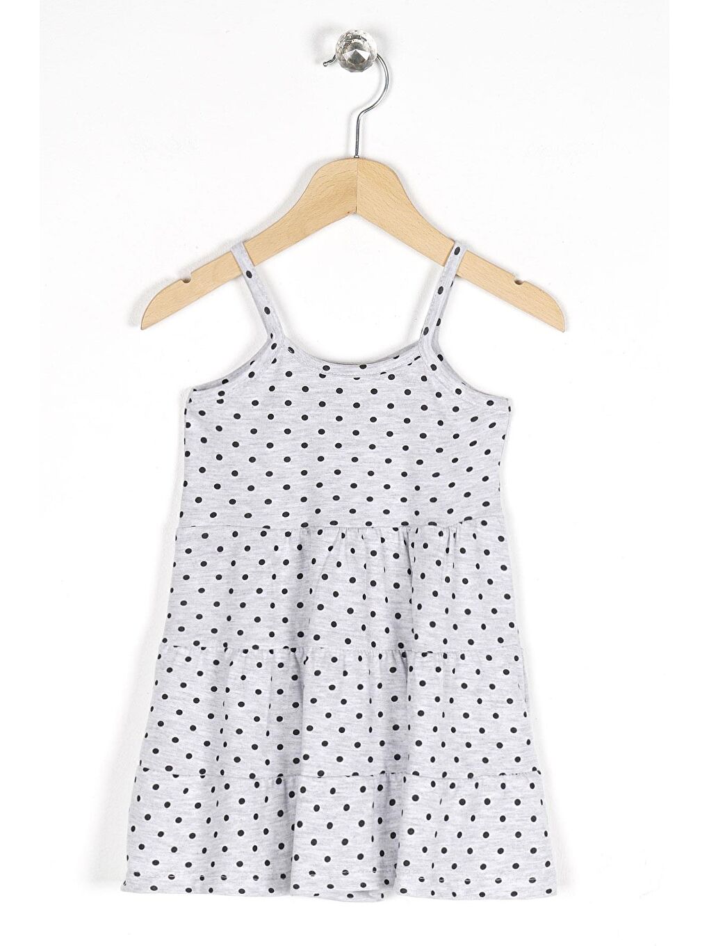 Askılı Puantiye Baskı - Grimelanj Renk Kız Çocuk Elbise