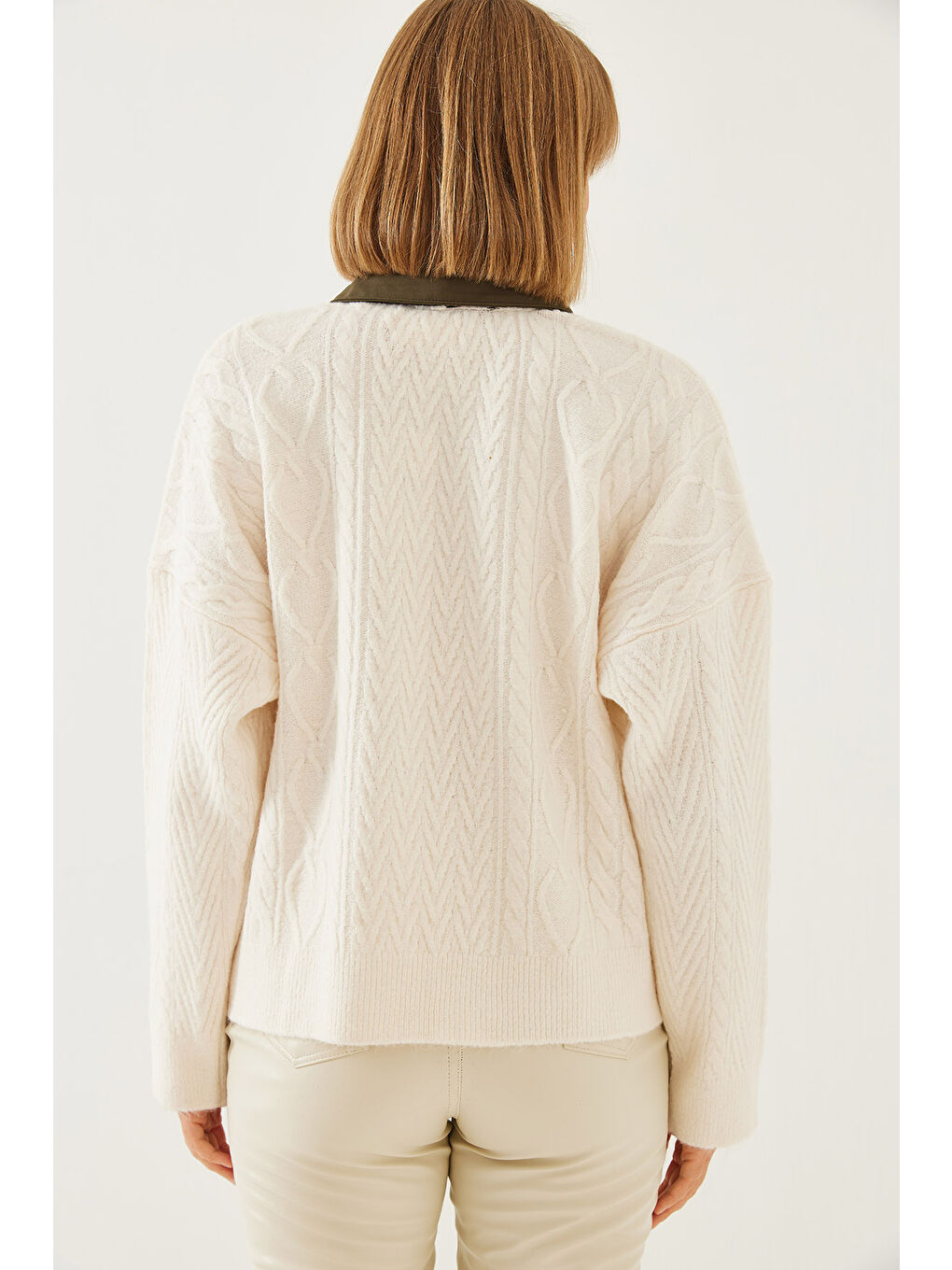 Haki Kadın Polo Yaka Hırka Th-4