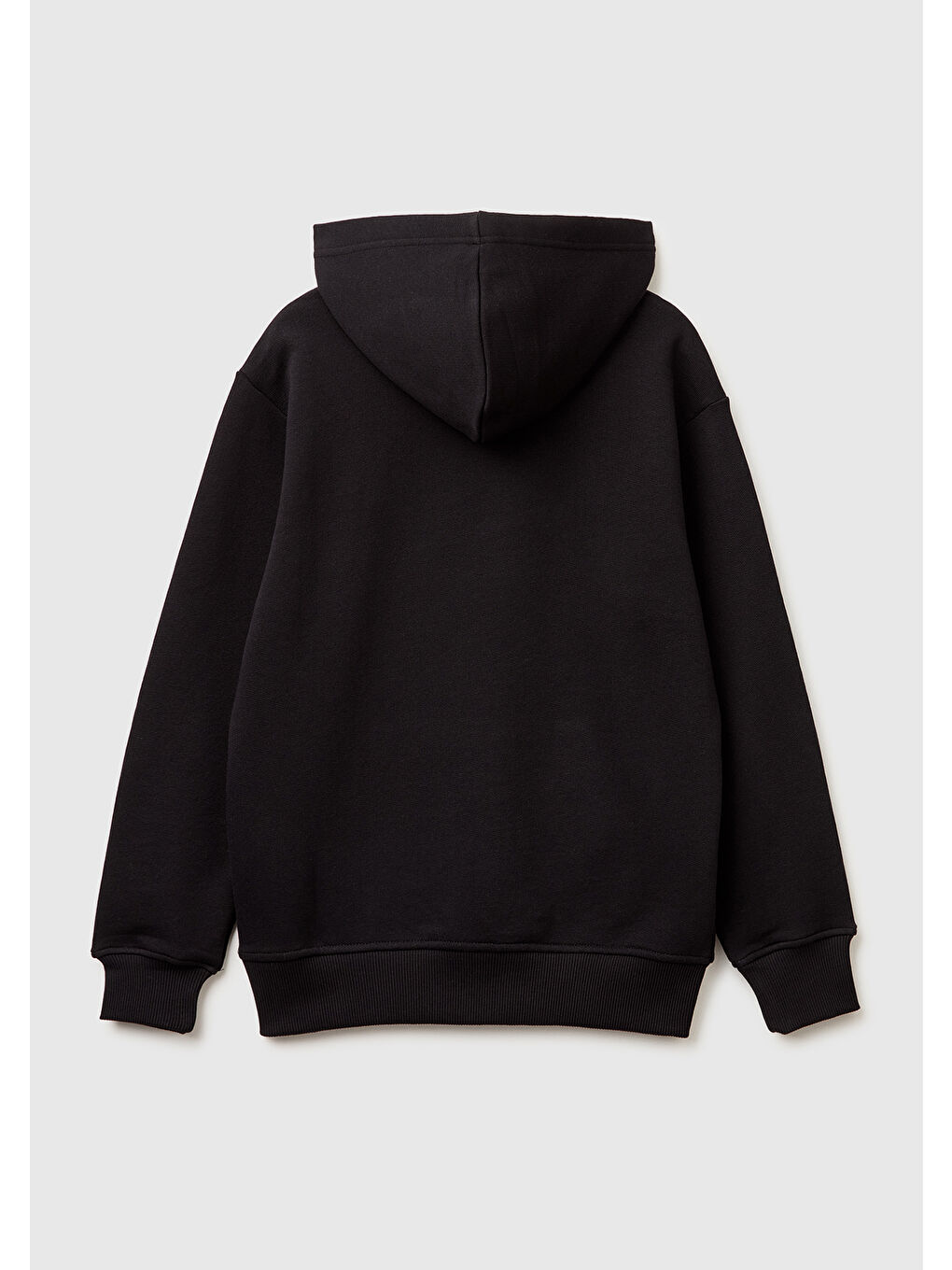 Erkek Çocuk Siyah Önü Logo Baskılı Kanguru Cepli Kapüşonlu Sweatshirt-1
